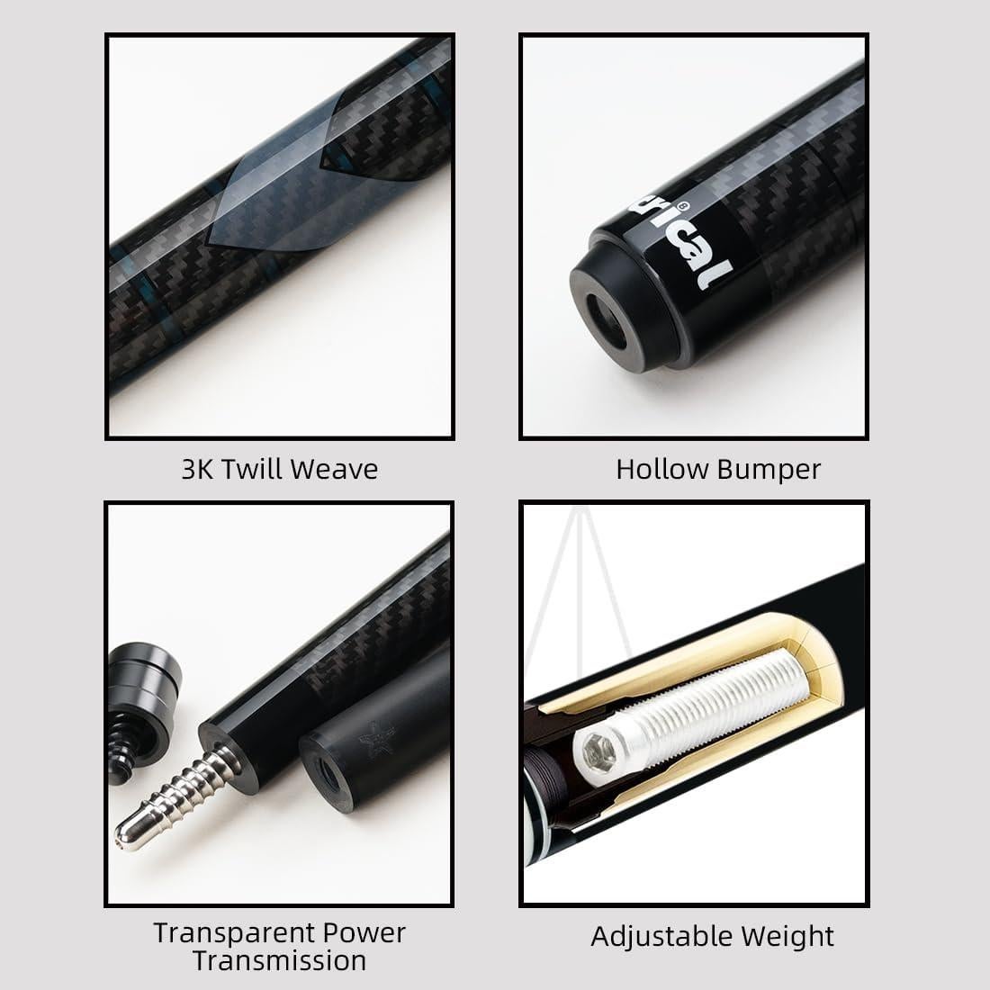 Palo de Billar CRICAL CL-01 Fibra de Carbono 147cm 12.5mm