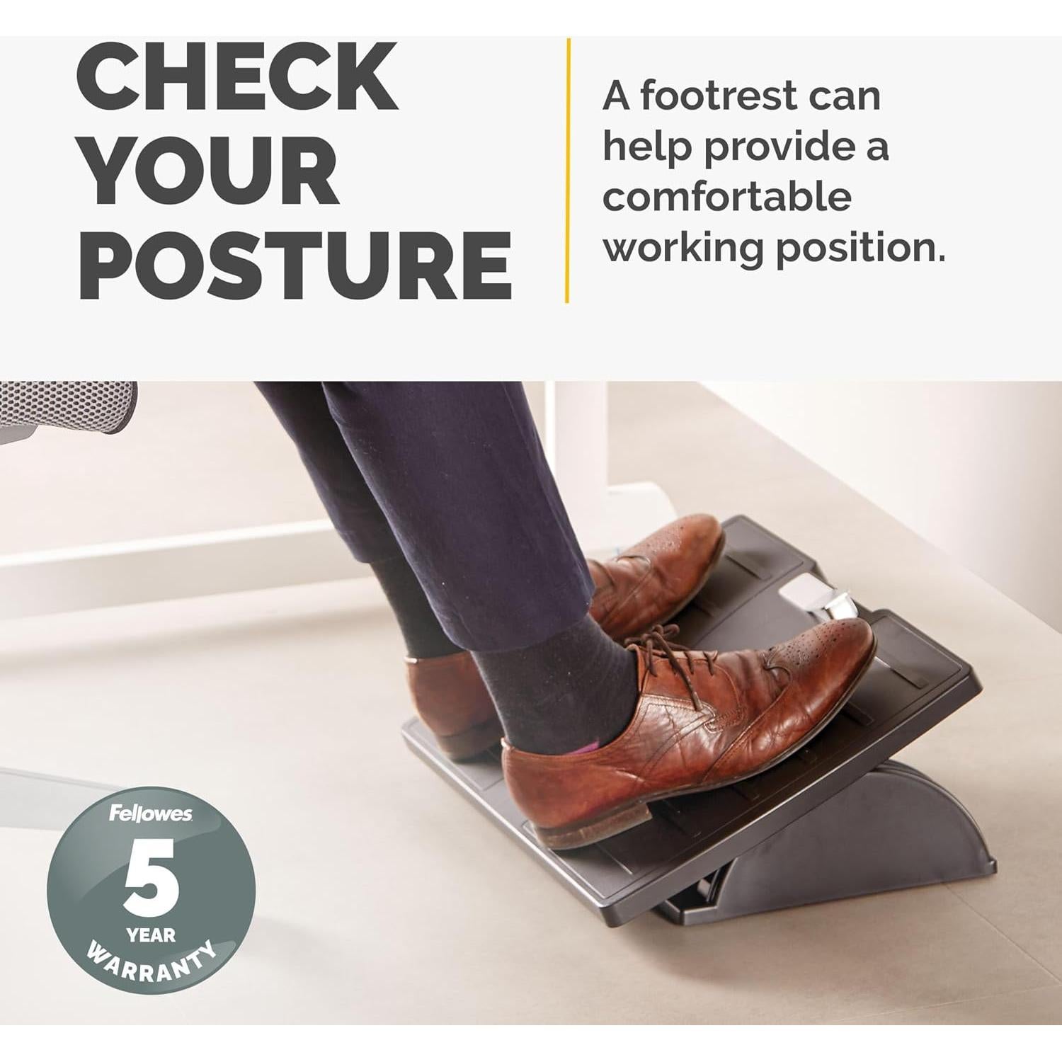 Reposapiés Ajustable Fellowes Office Suites 10.5-14.3 cm Negro