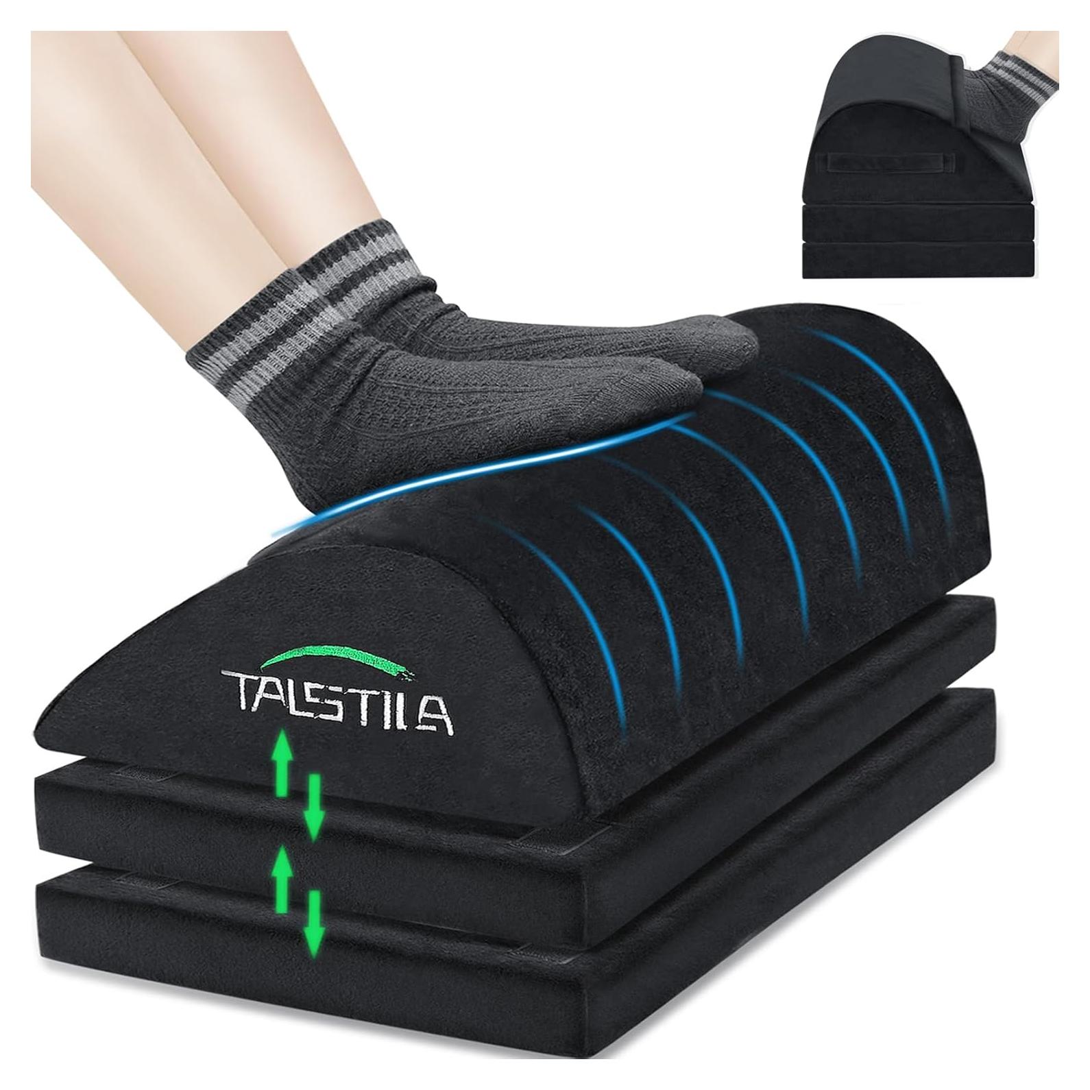 Reposa pies TALSTILA ergonómico ajustable 3 alturas negro