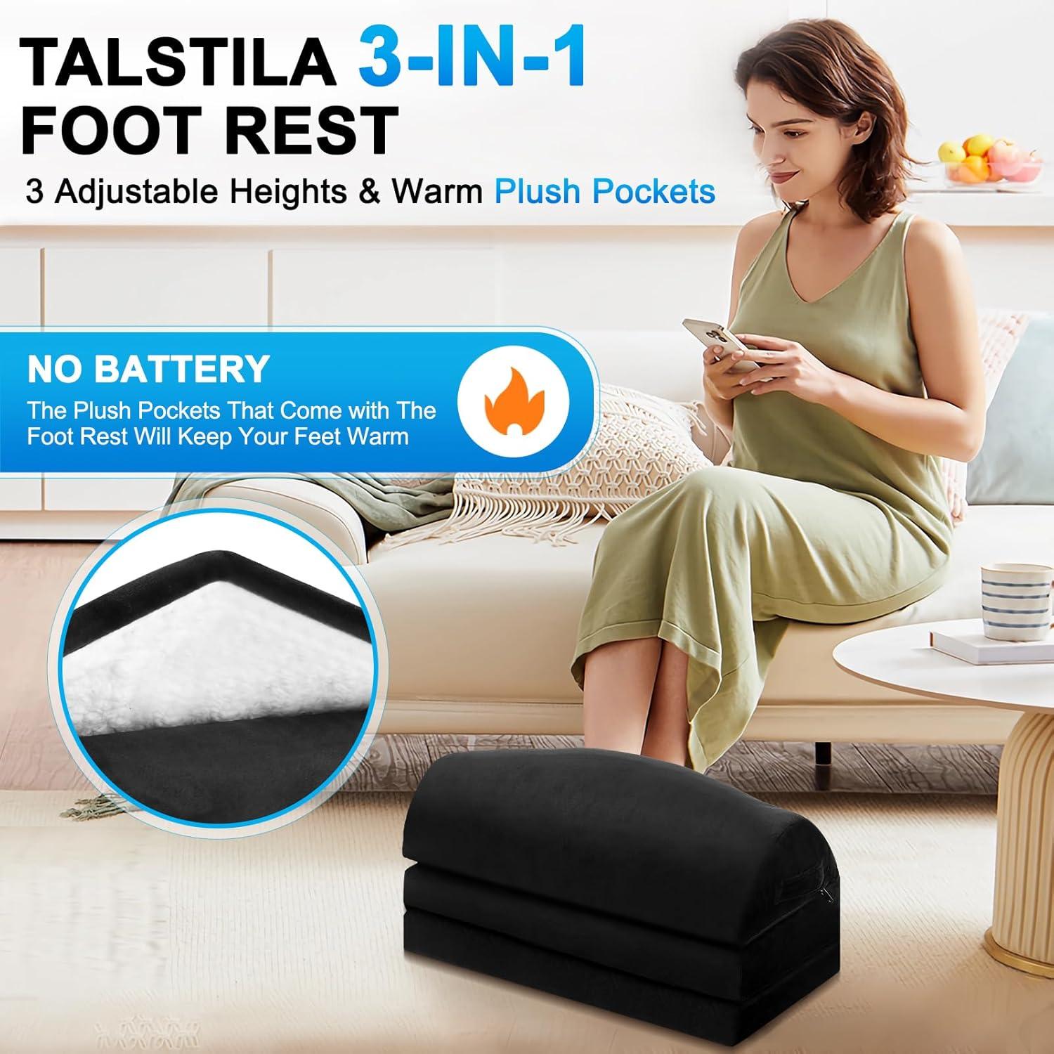 Reposa pies TALSTILA ergonómico ajustable 3 alturas negro
