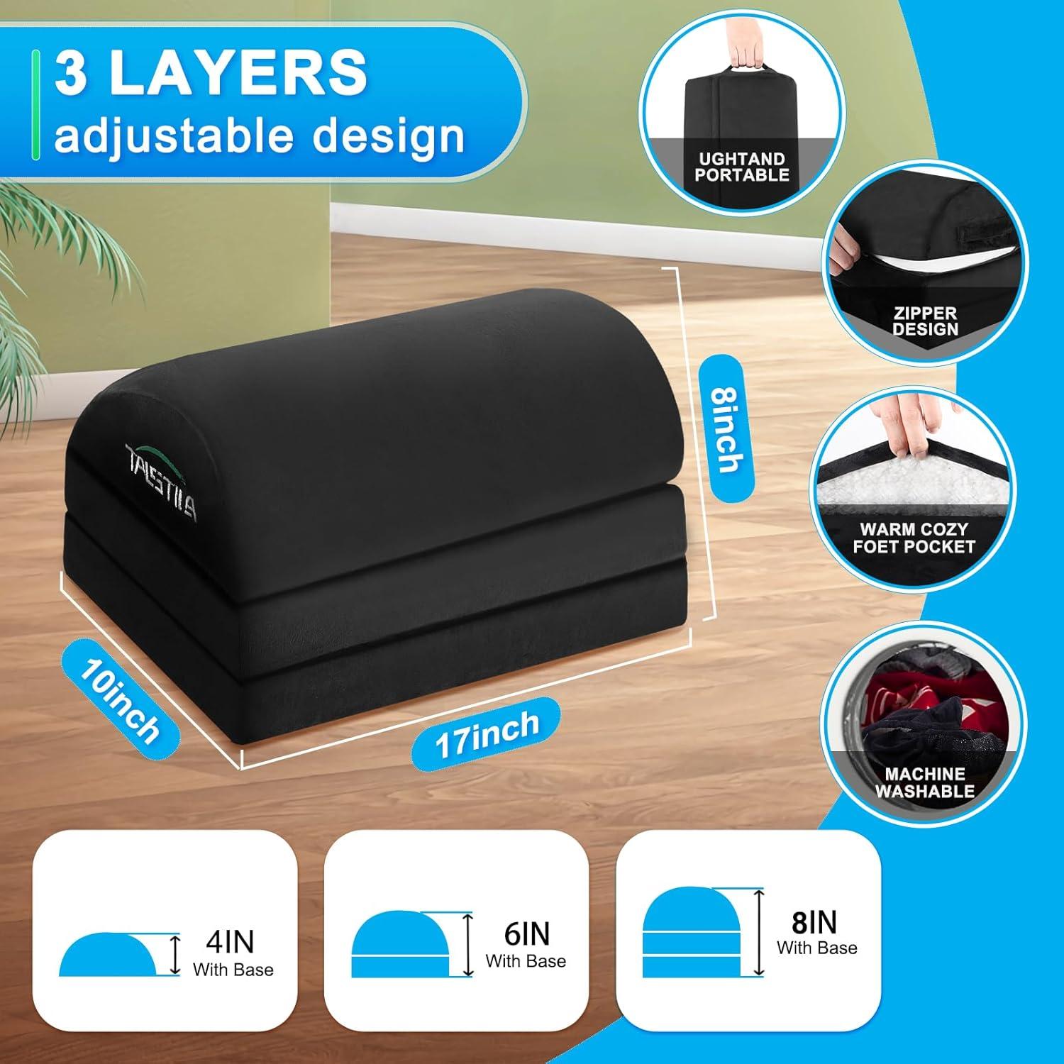 Reposa pies TALSTILA ergonómico ajustable 3 alturas negro