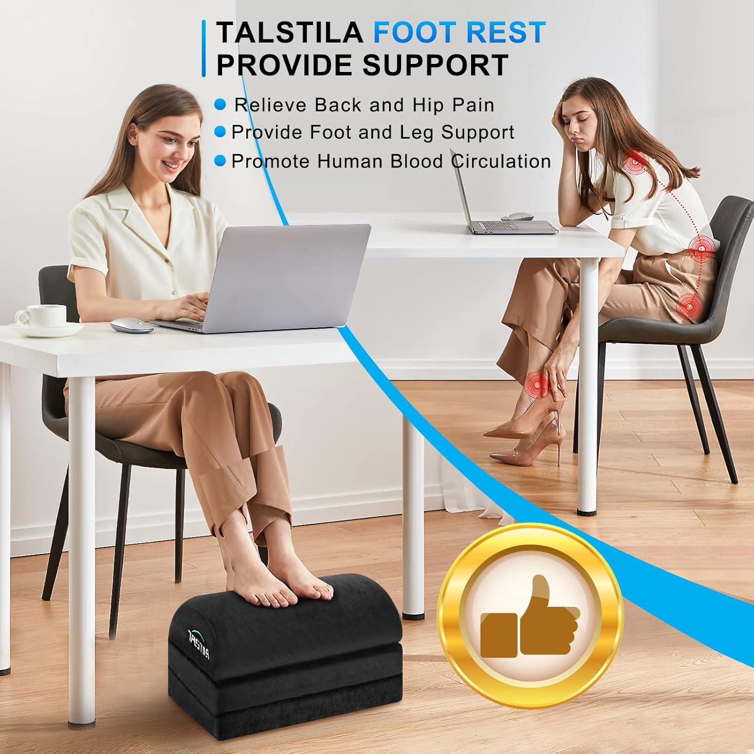Reposa pies TALSTILA ergonómico ajustable 3 alturas negro