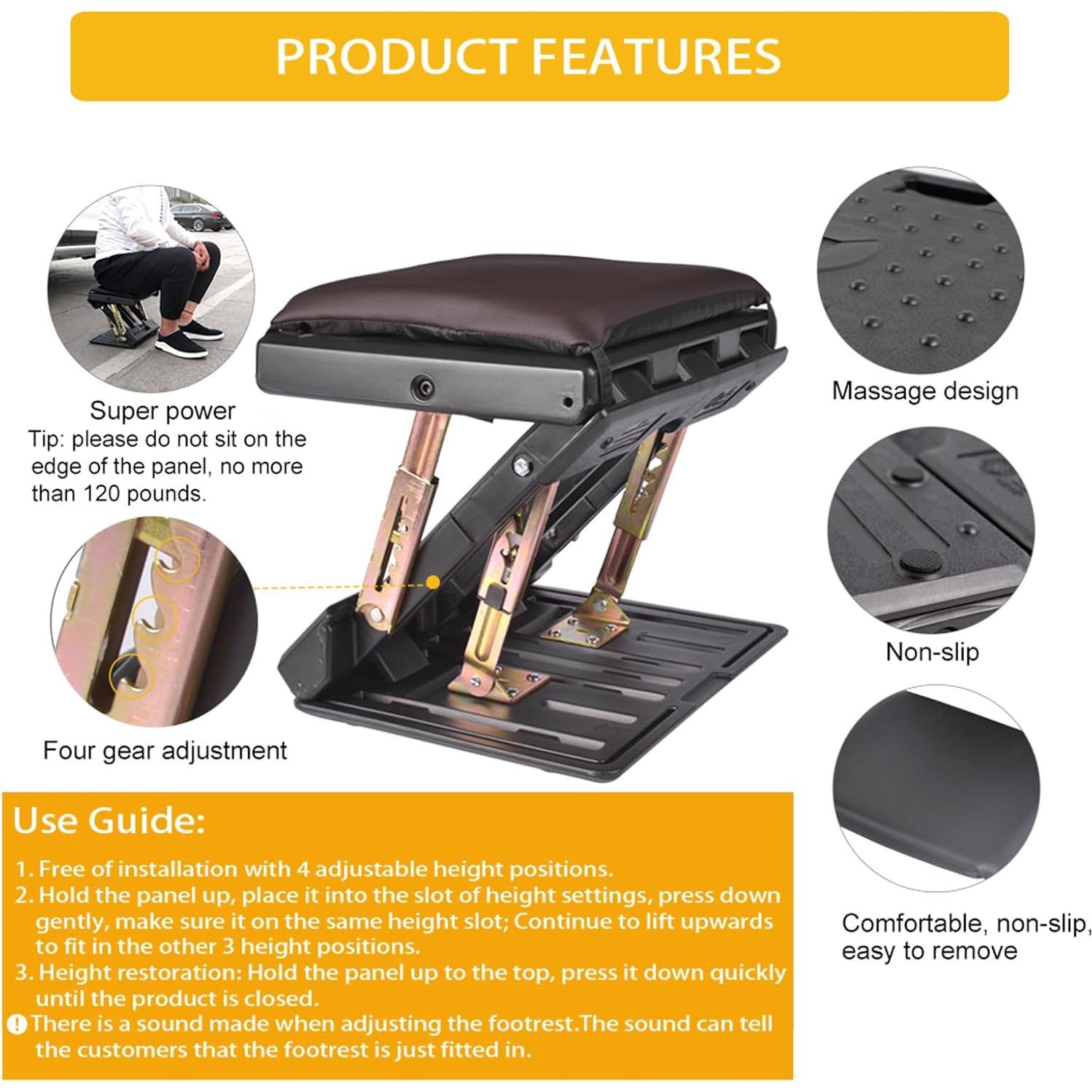 Reposapiés Ajustable HiHydro BN-E03-2C-01 Marrón 4 Niveles