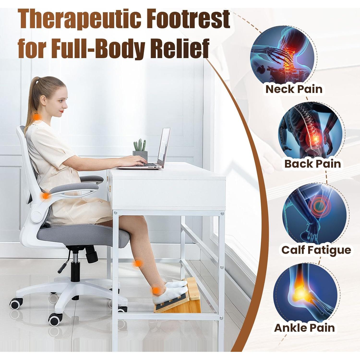 Reposapiés Ergonómico StrongTek de Madera, 40 cm, Antideslizante