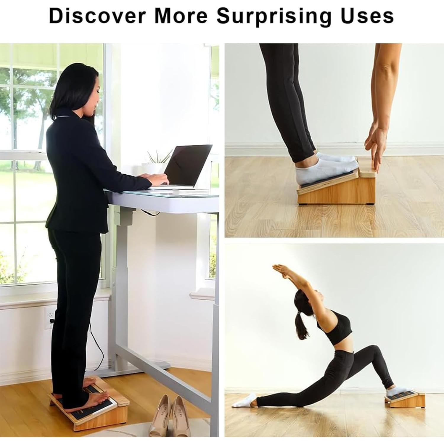 Reposapiés Ergonómico StrongTek de Madera, 40 cm, Antideslizante