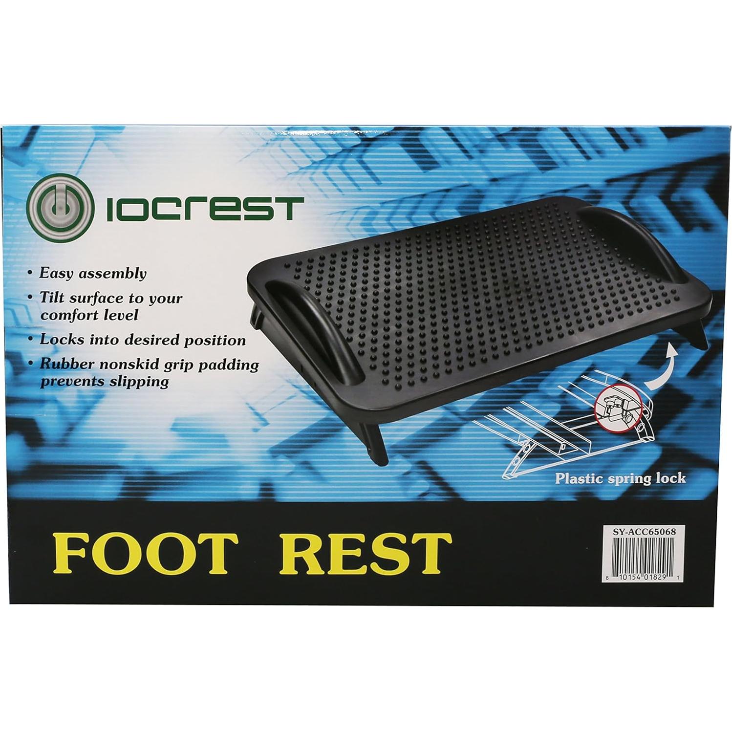 Reposapiés Ergonómico IO CREST Ajustable con Masaje Negro