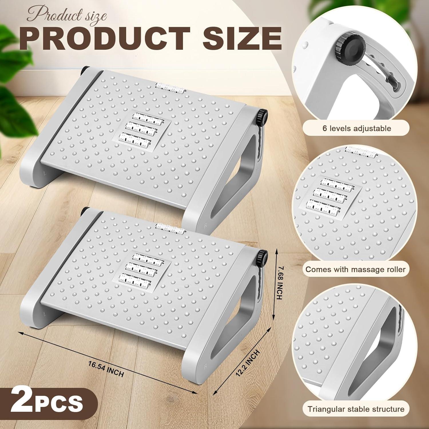 Reposapiés Ergonómico Ajustable Beeveer - 2 Pcs Gris