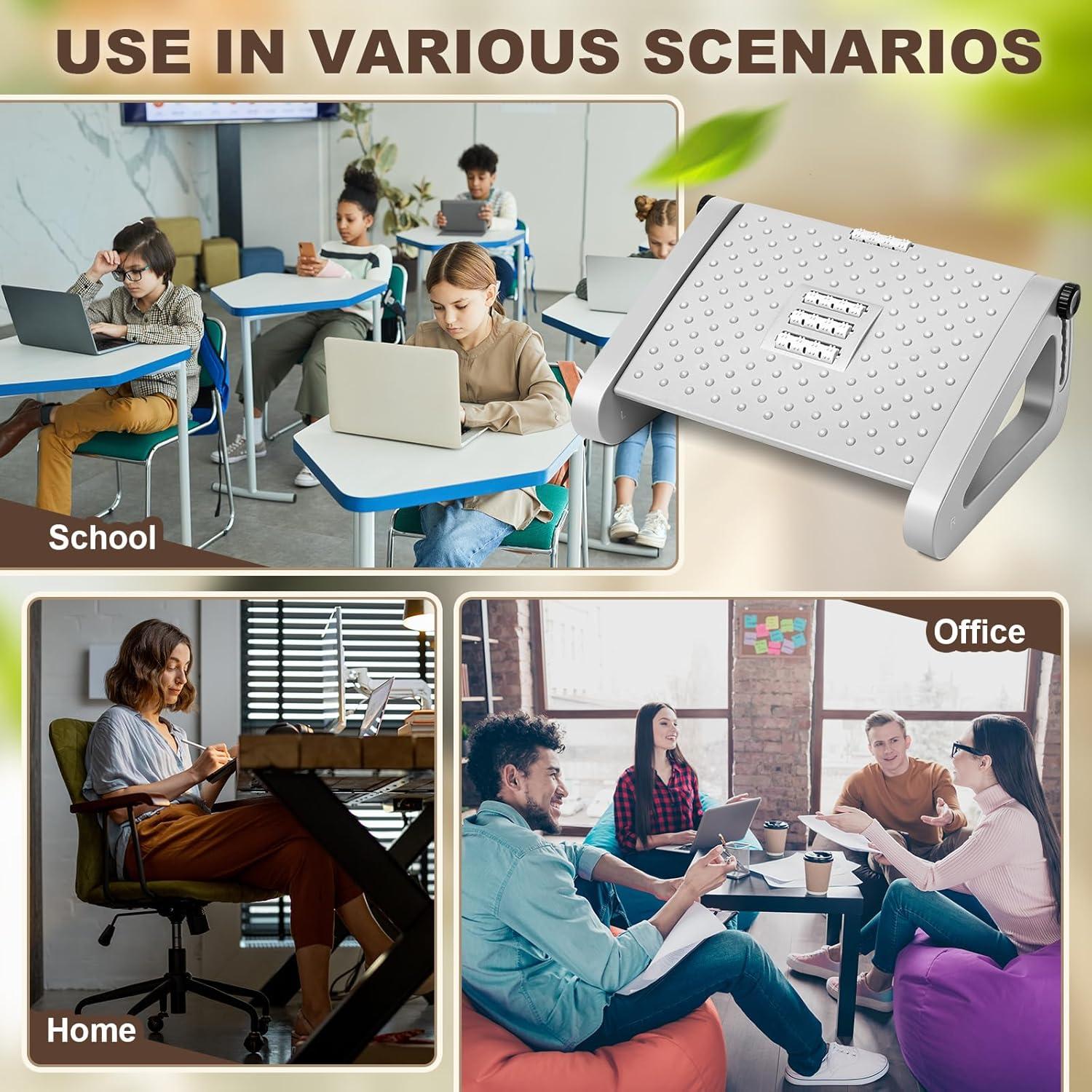 Reposapiés Ergonómico Ajustable Beeveer - 2 Pcs Gris