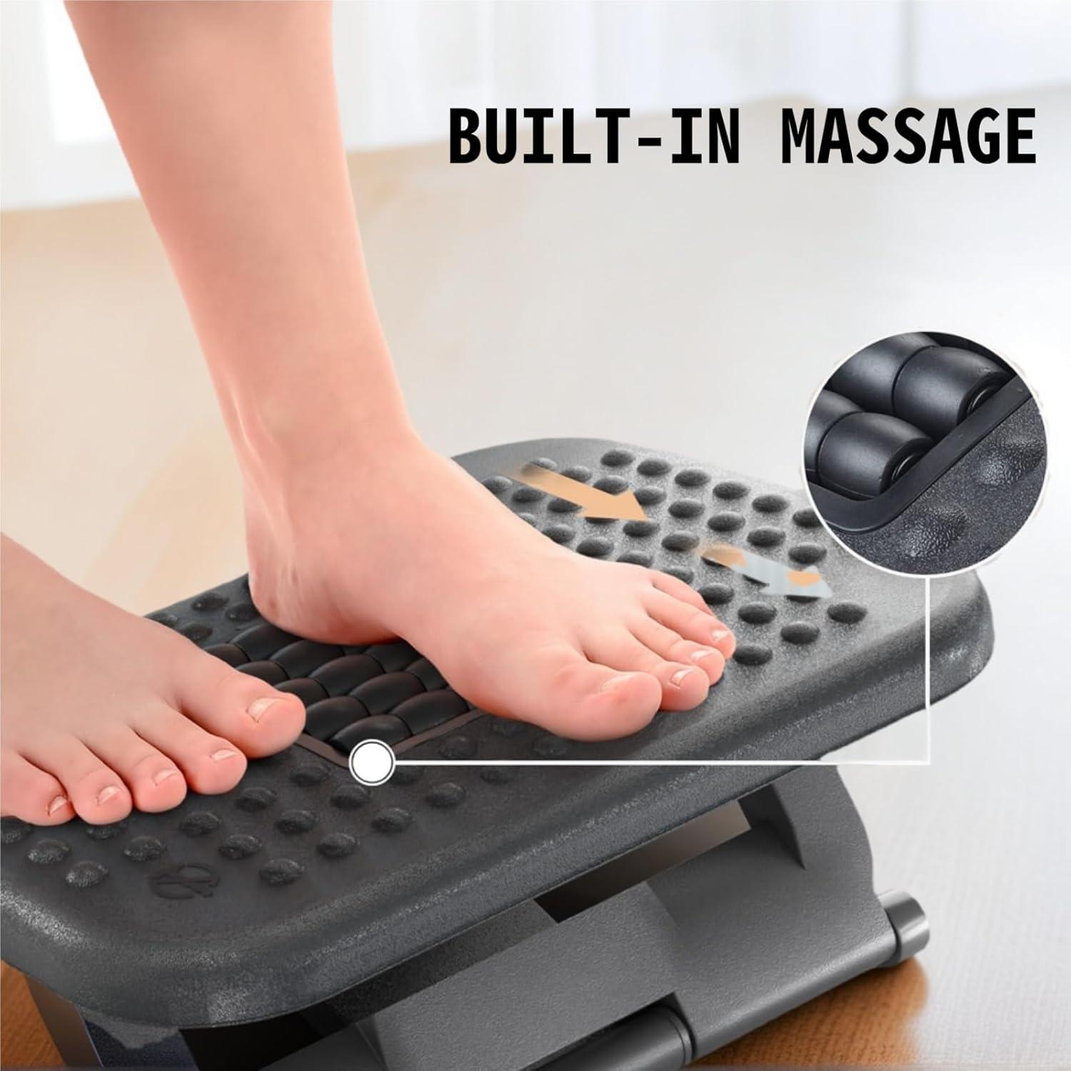 Reposapiés Ergonómico ZUCONKITCH Ajustable 3 Alturas y Masaje