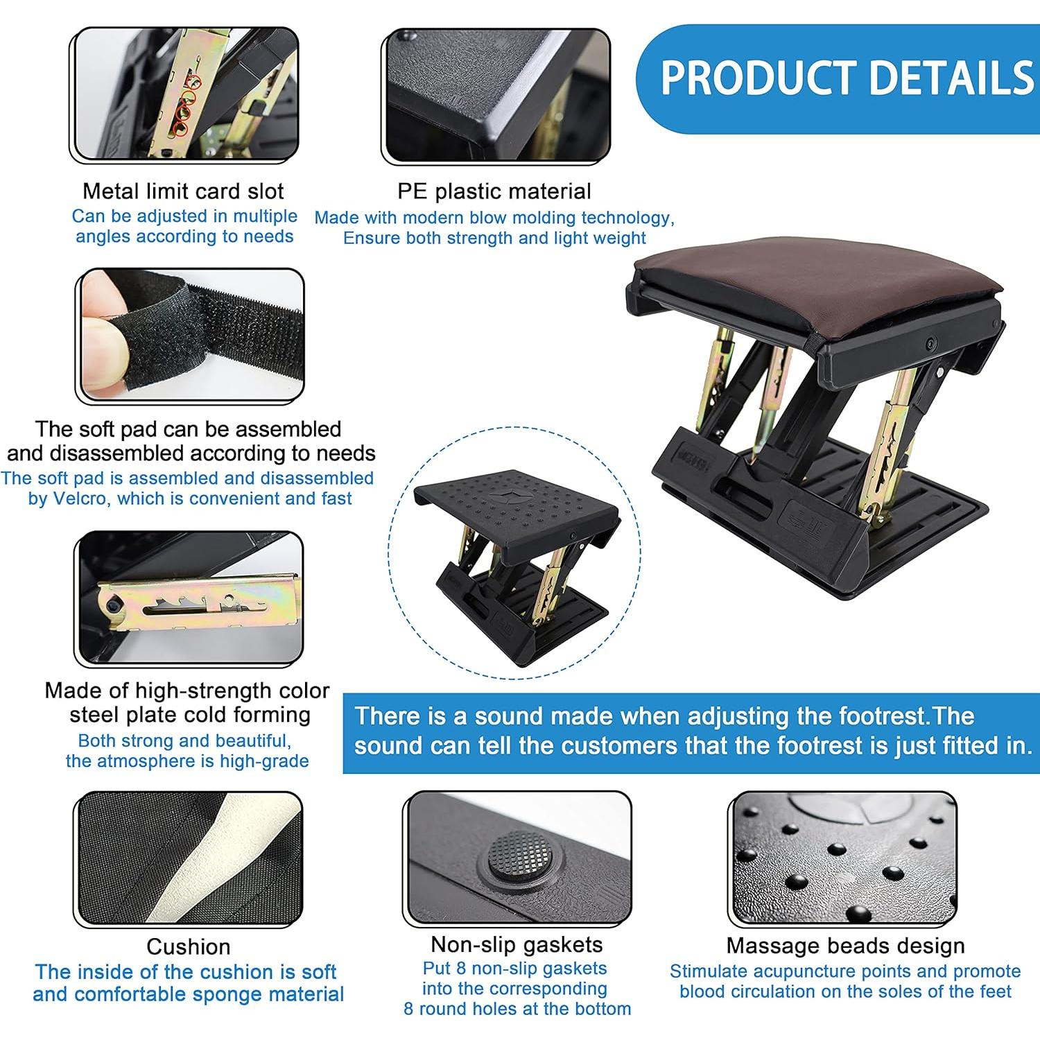 Reposapiés Ajustable OShuKang Plegable 32x32 cm Marrón