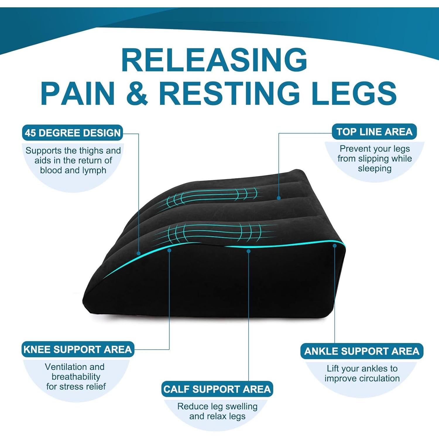 Cojín Inflable ZYODUOB en Cuña para Elevar Piernas - Negro