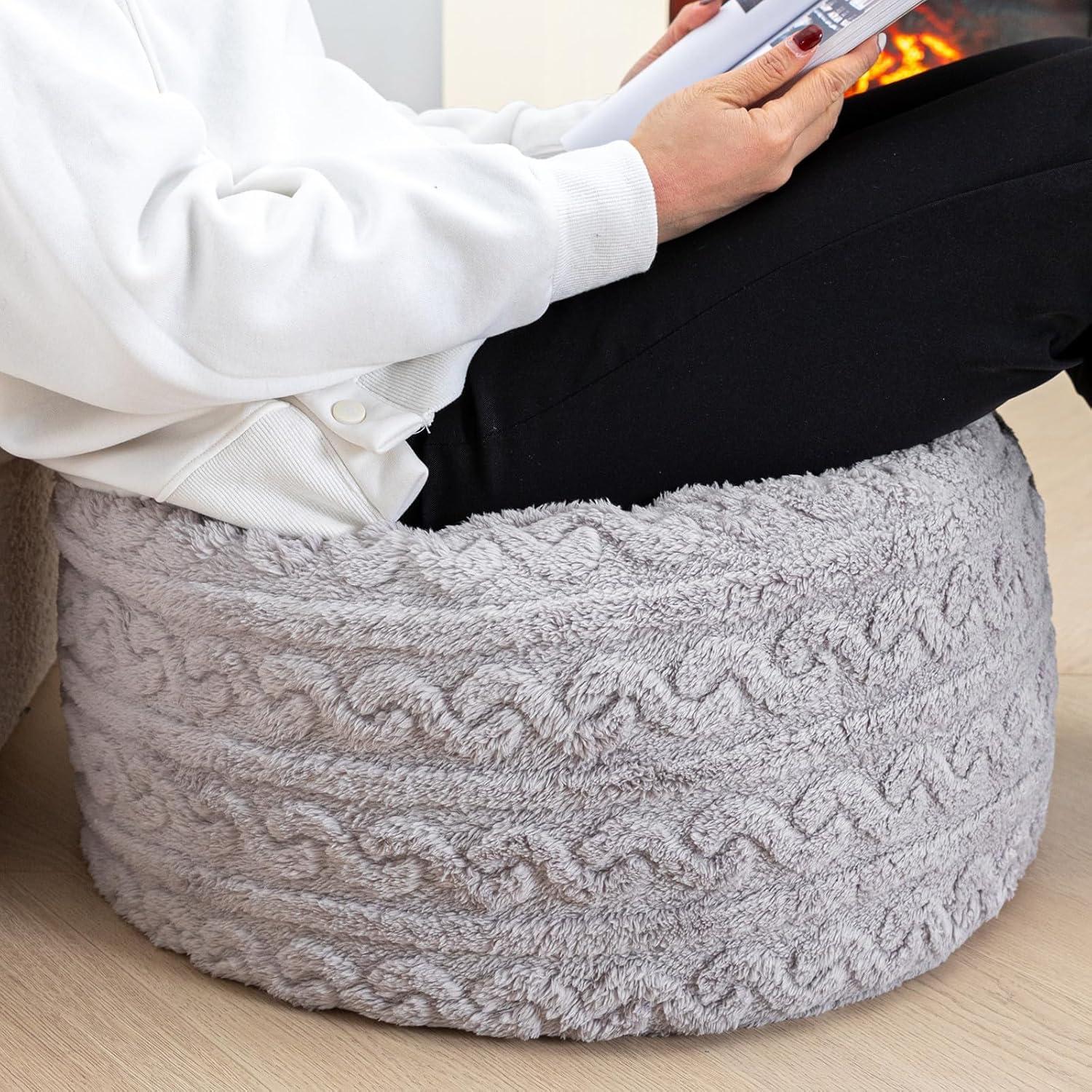 Pouf Redondo Asuprui Puff Ottoman 51x31 cm Gris Claro
