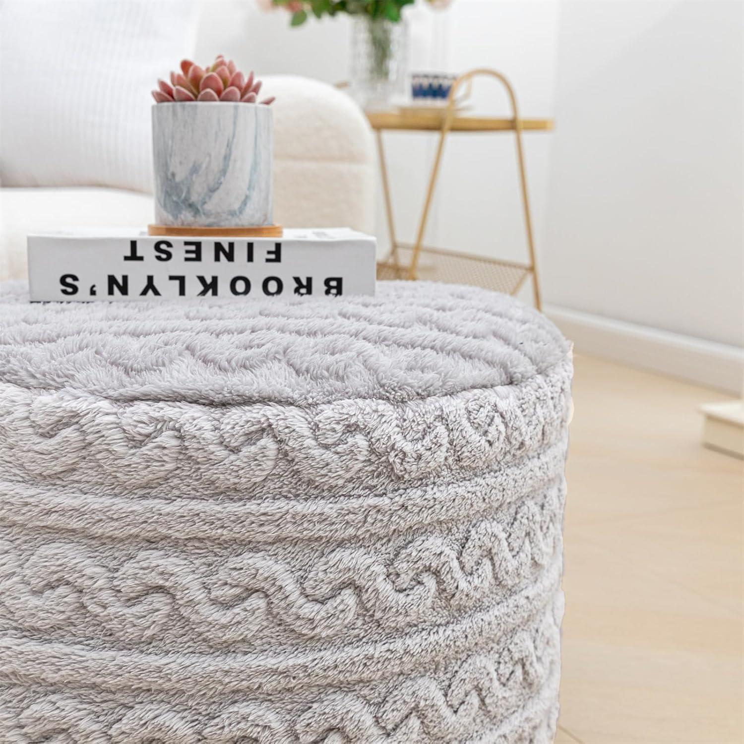 Pouf Redondo Asuprui Puff Ottoman 51x31 cm Gris Claro
