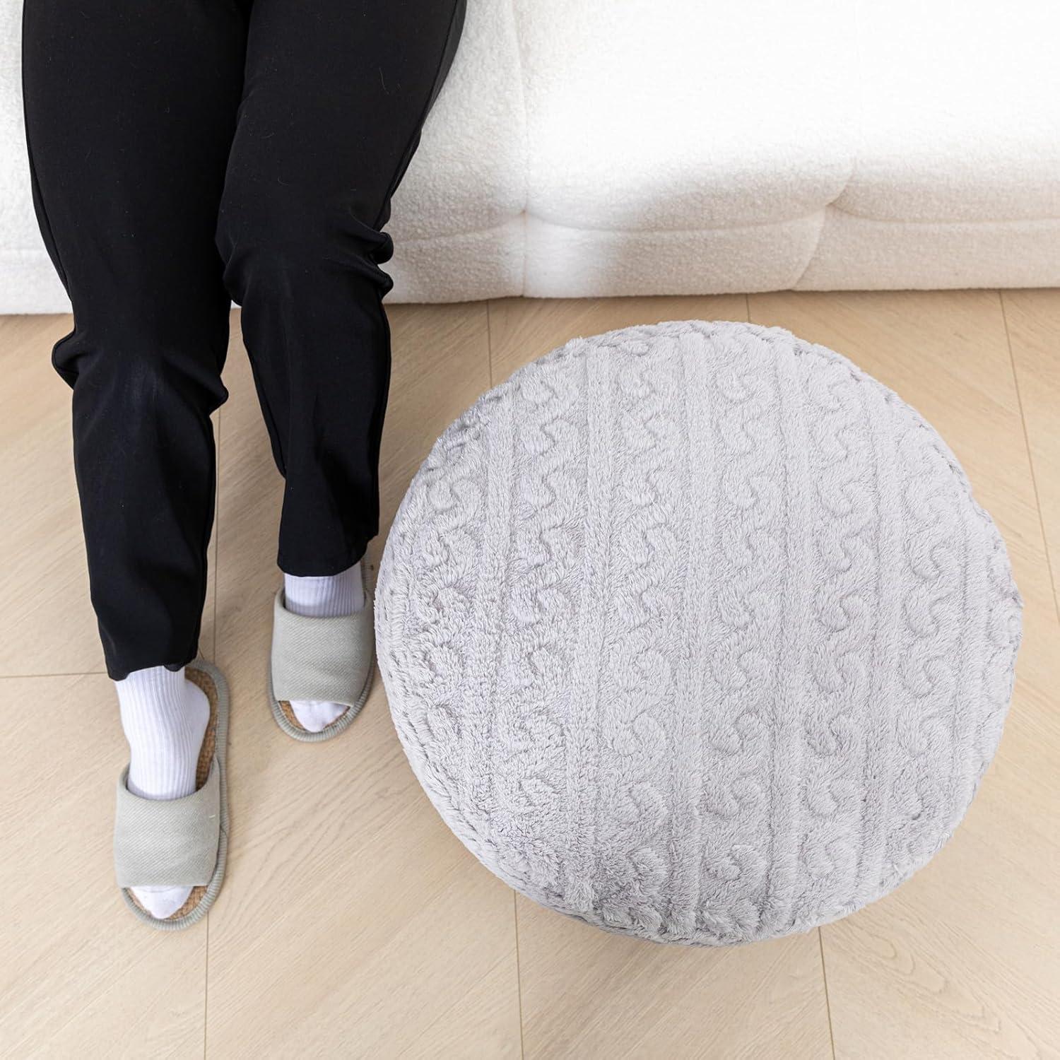 Pouf Redondo Asuprui Puff Ottoman 51x31 cm Gris Claro
