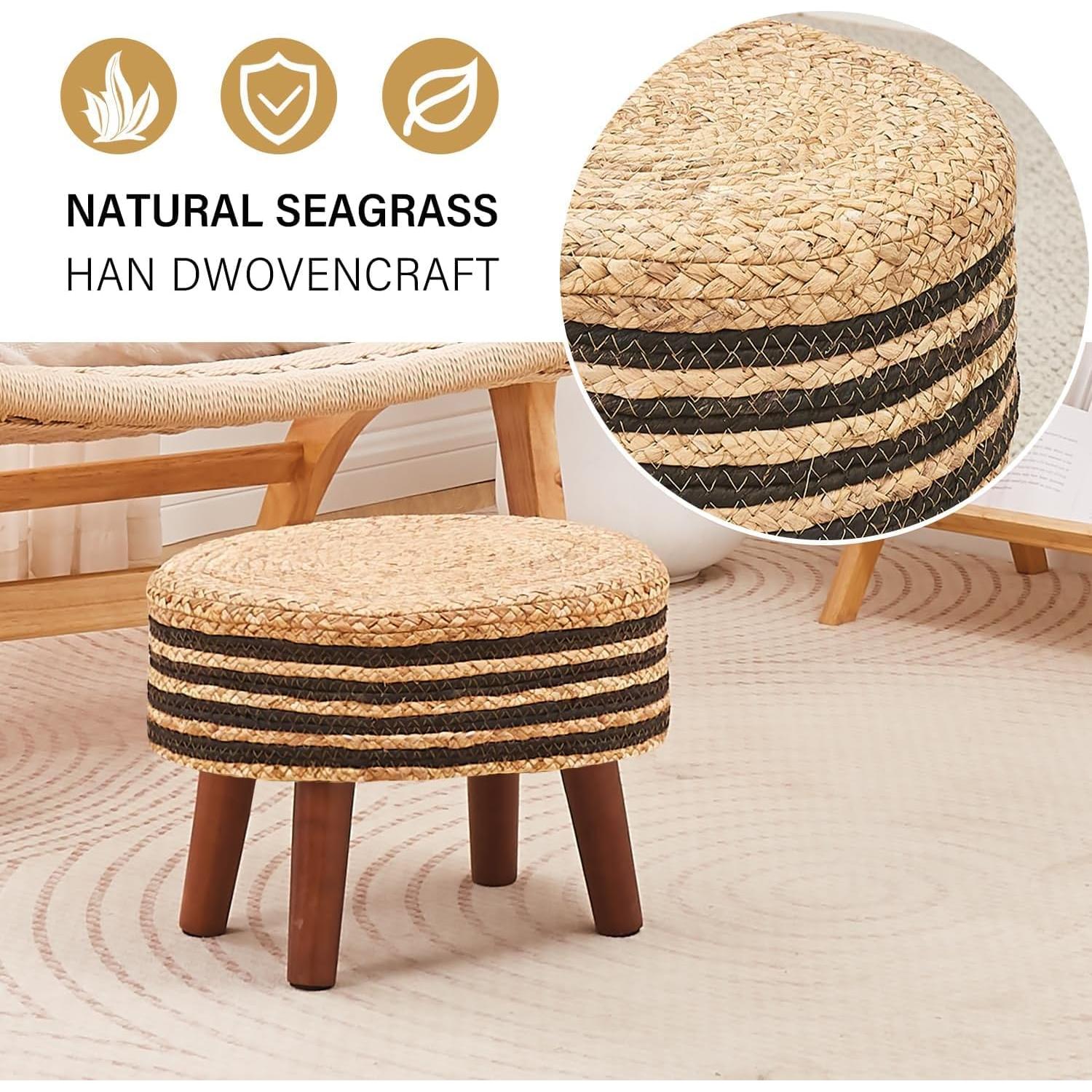 Otoman Redondo Cpintltr de Yute Natural 33cm - Reposapiés Acolchado