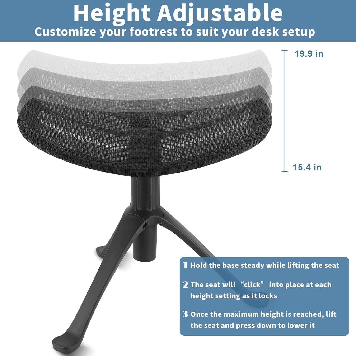 Reposapiés Ergonómico Ajustable NEPIKE 39-50 cm Malla Transpirable