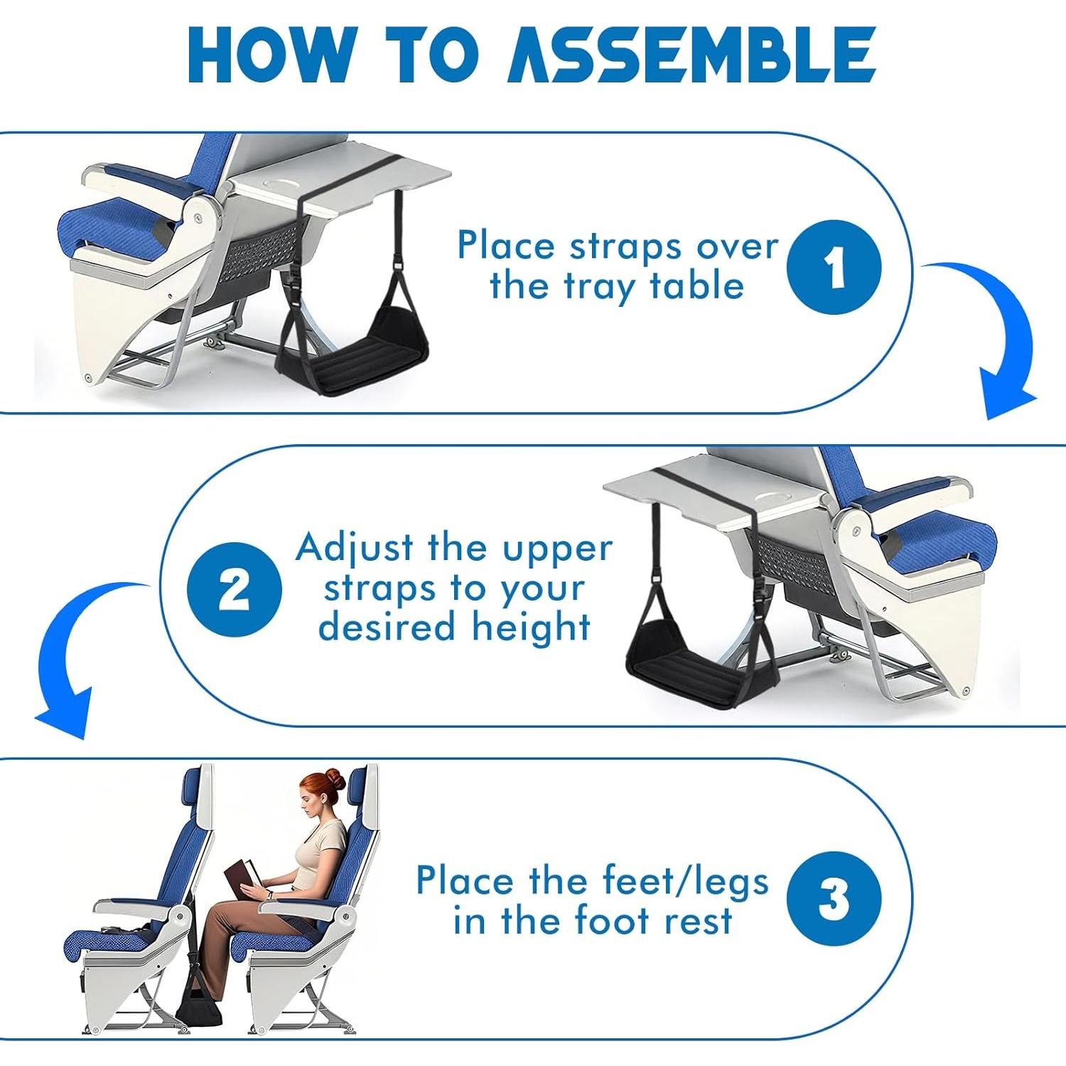 Hamaca para pies de avión Quinnsus ajustable 43-71 cm