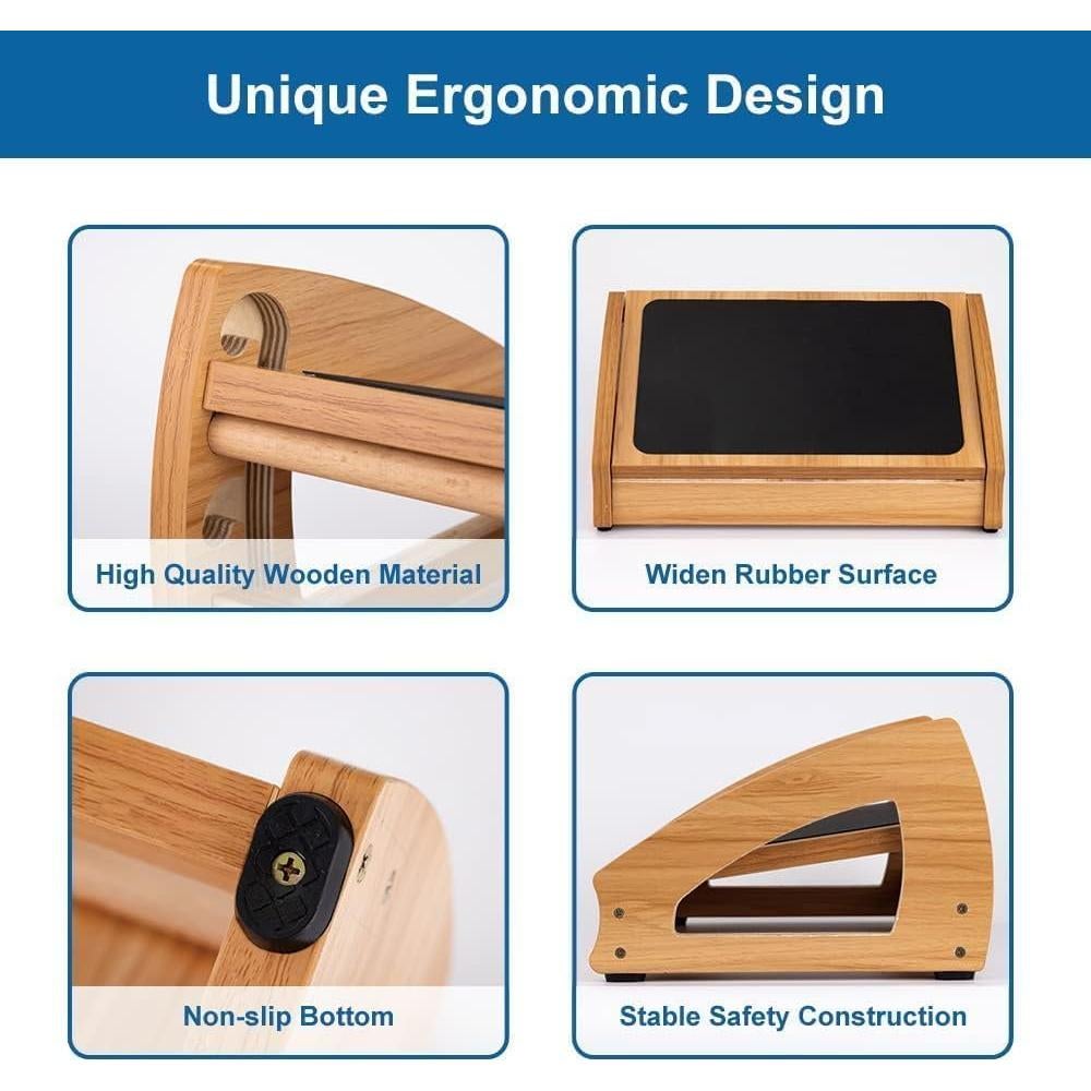 Reposapiés Ergonómico StrongTek para Oficina Natural 3 Alturas