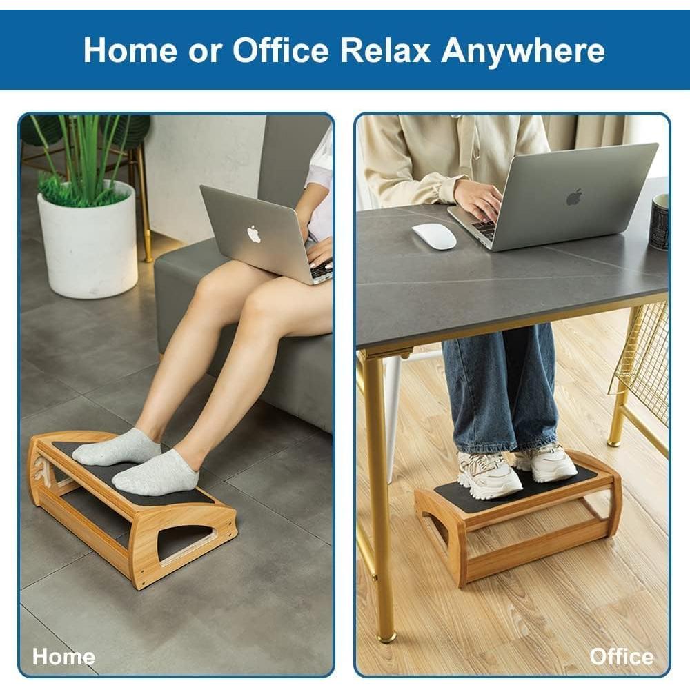 Reposapiés Ergonómico StrongTek para Oficina Natural 3 Alturas