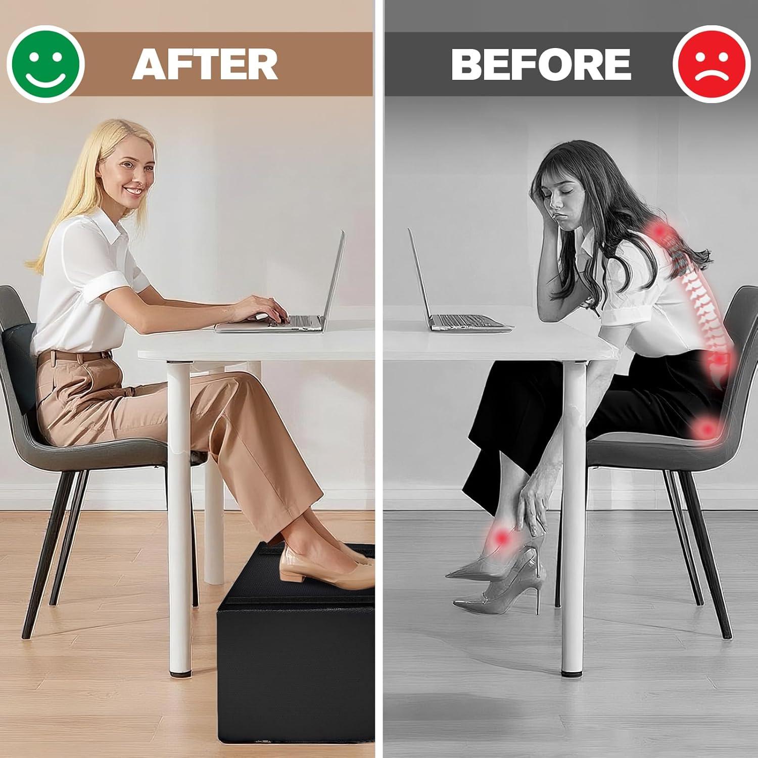 Reposapiés Ergonómico Ajustable Wibeelee para Oficina 38x28cm