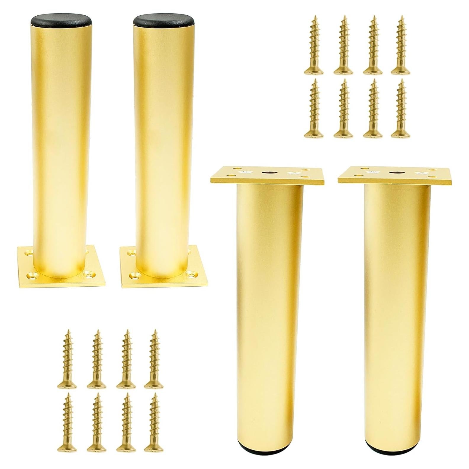 Juego de 4 patas ajustables Kyuionty 30 cm doradas para muebles