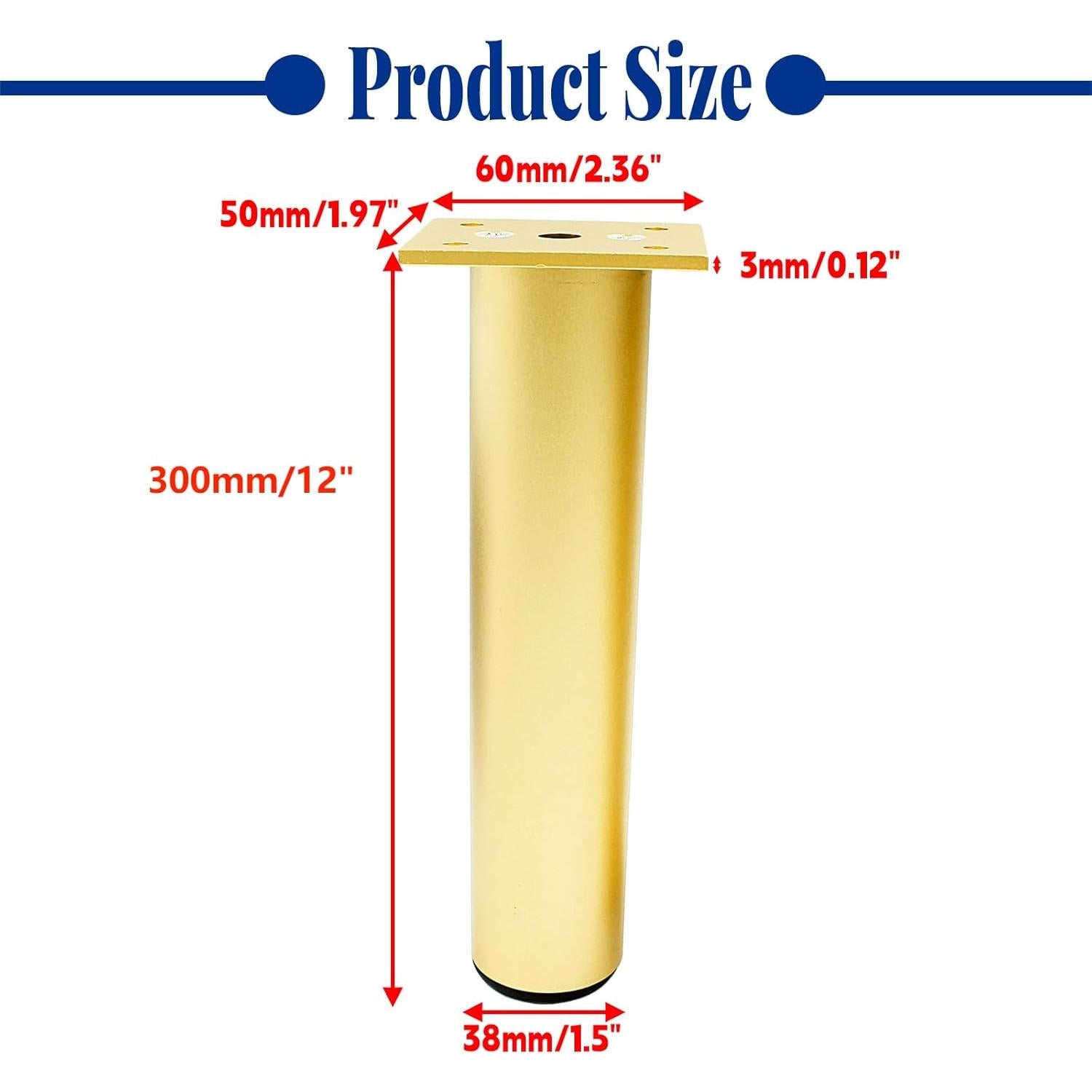 Juego de 4 patas ajustables Kyuionty 30 cm doradas para muebles