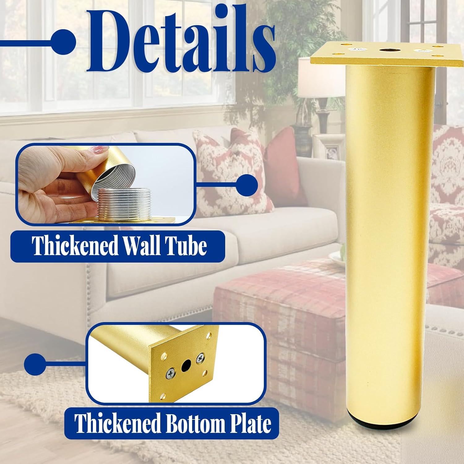 Juego de 4 patas ajustables Kyuionty 30 cm doradas para muebles