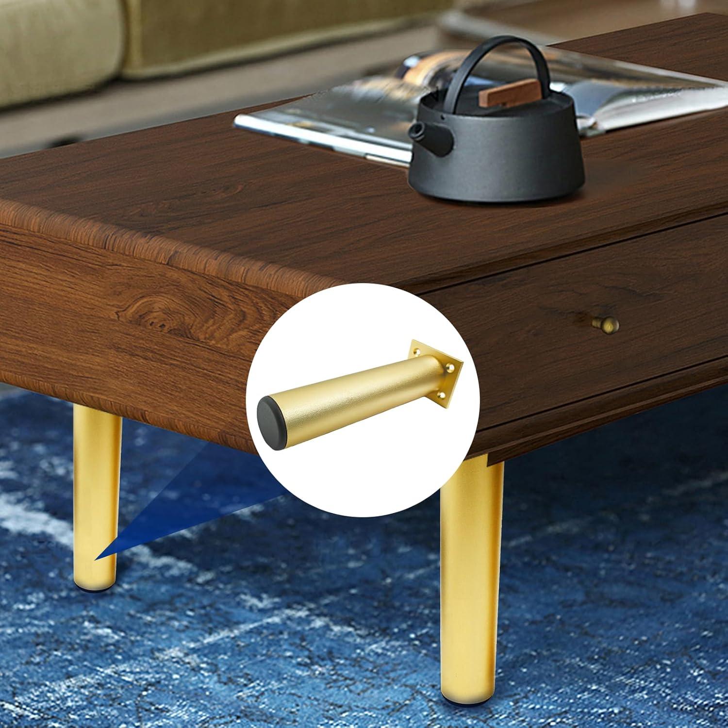 Juego de 4 patas ajustables Kyuionty 30 cm doradas para muebles