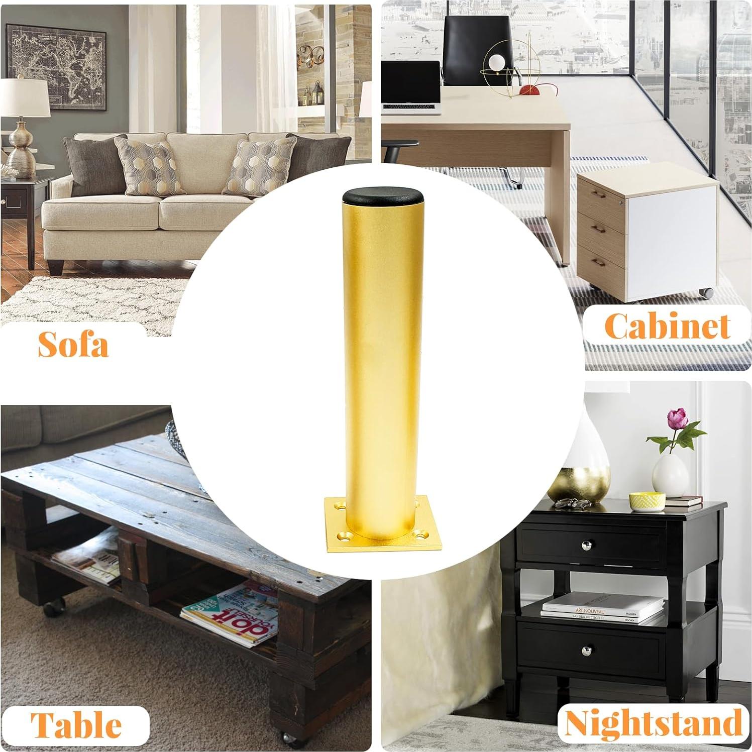 Juego de 4 patas ajustables Kyuionty 30 cm doradas para muebles