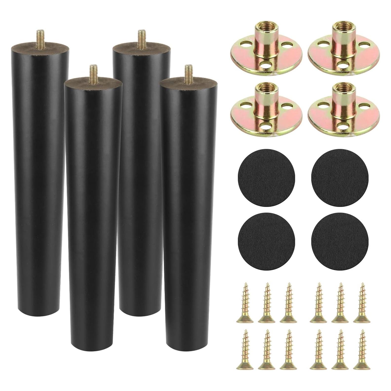 Patas de Muebles MUXHEL 30.48 cm Negras Redondas - 4 Pcs