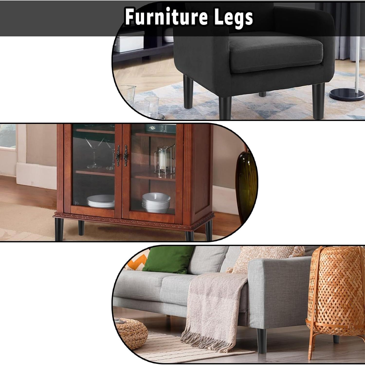 Patas de Muebles MUXHEL 30.48 cm Negras Redondas - 4 Pcs