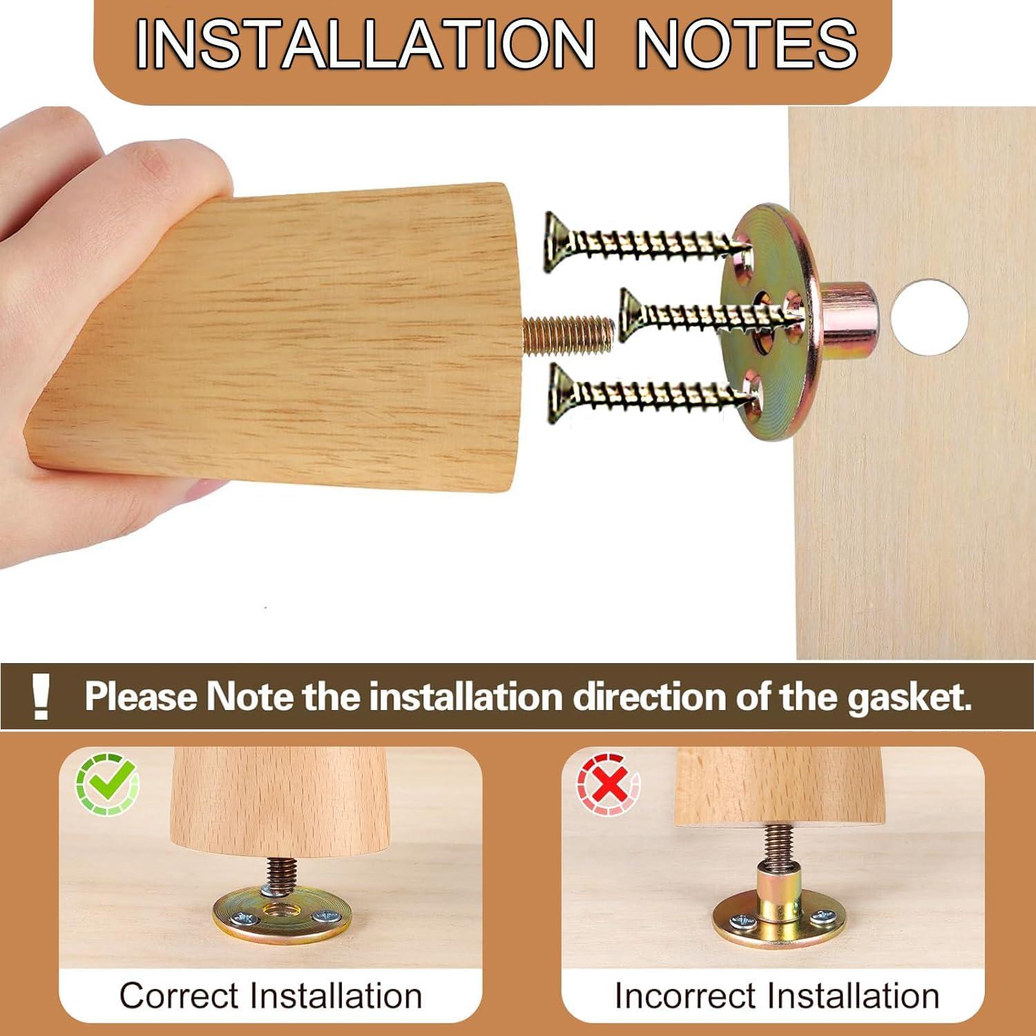 Juego de 4 patas de muebles Yaliuliu redondas 10.16 cm madera