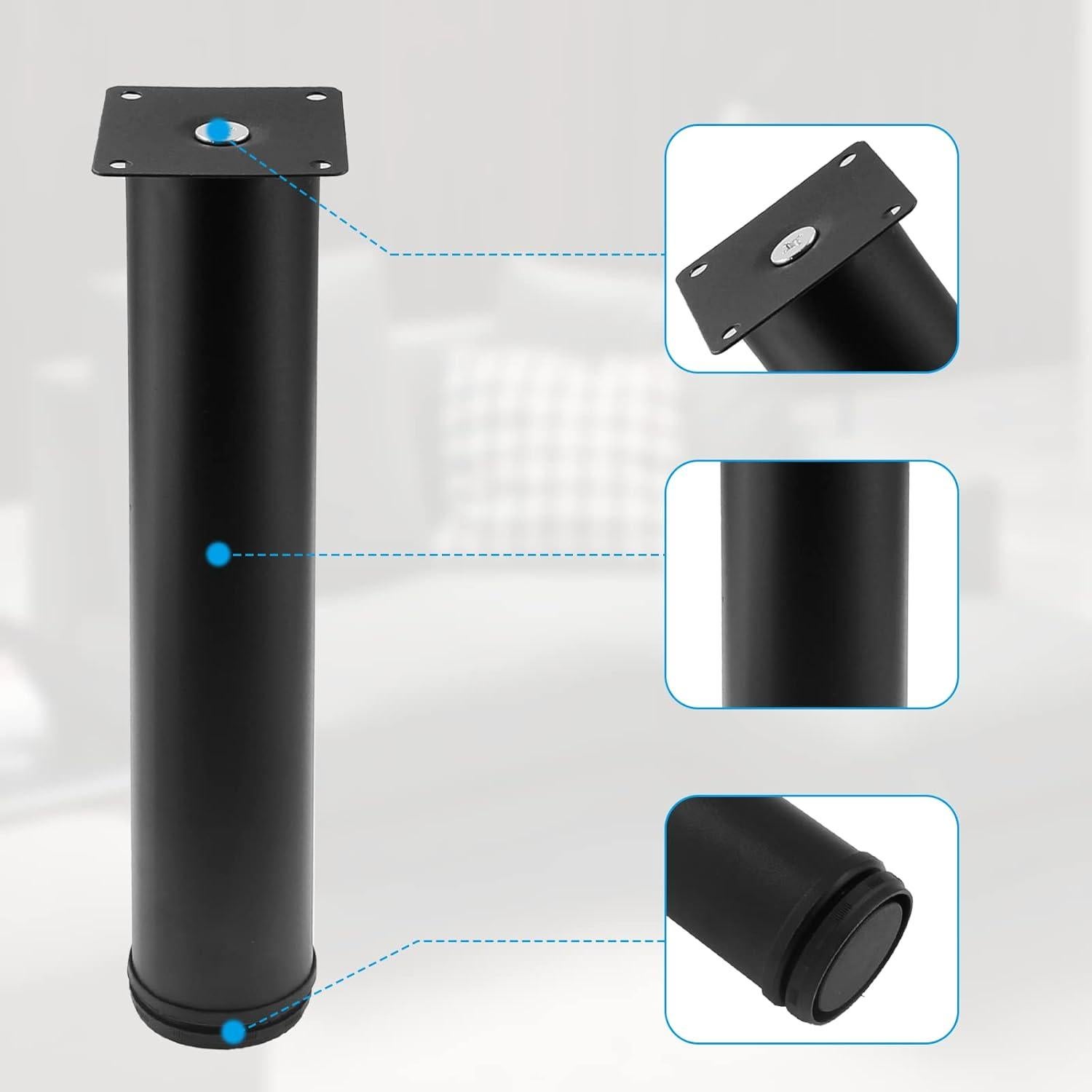 Juego de 4 patas ajustables Kyuionty 30.48 cm acero negro