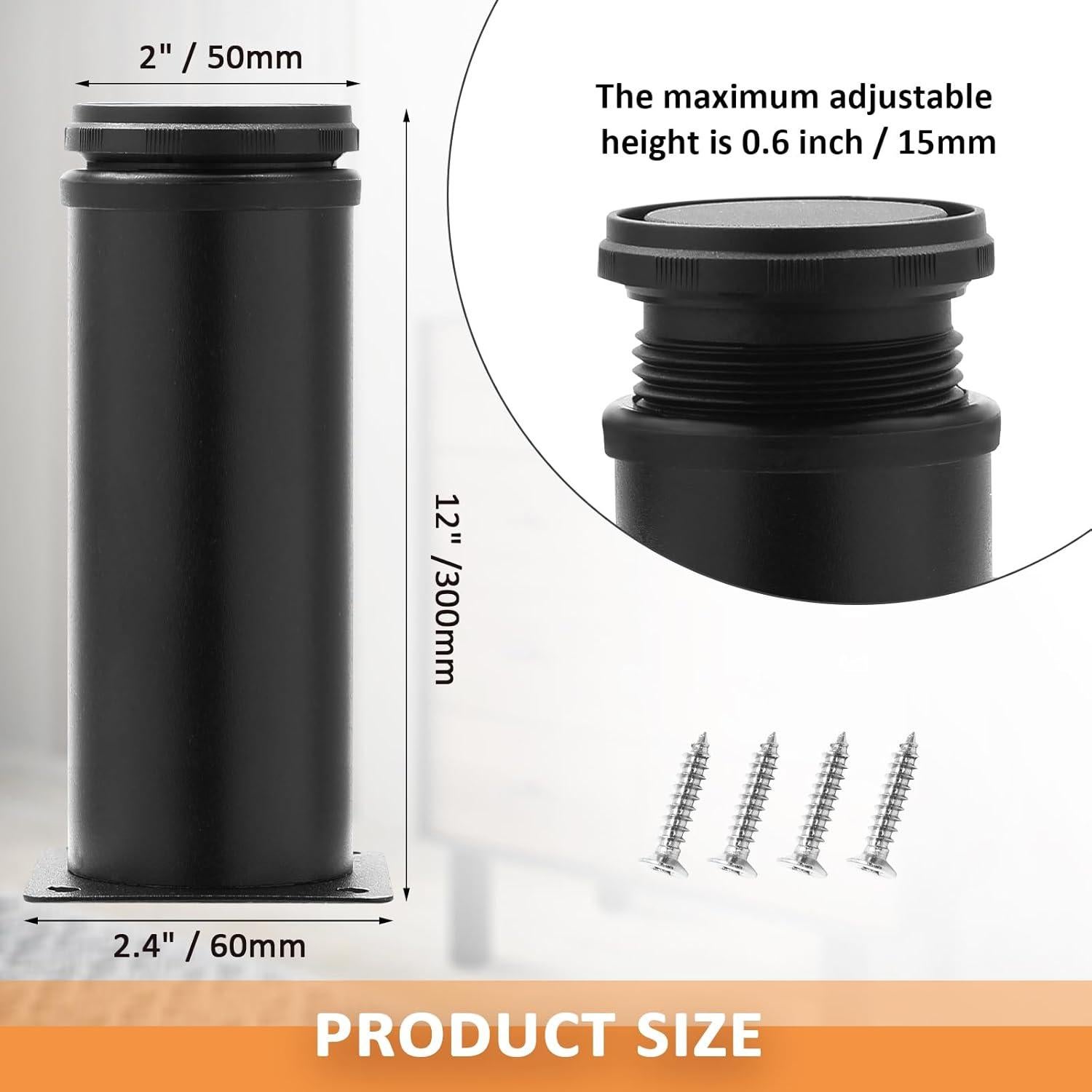 Piernas de Muebles Ajustables Jersvimc 30 cm Acero Inoxidable Negro