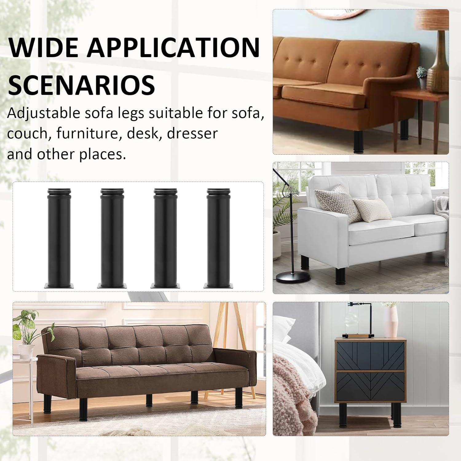 Piernas de Muebles Ajustables Jersvimc 30 cm Acero Inoxidable Negro