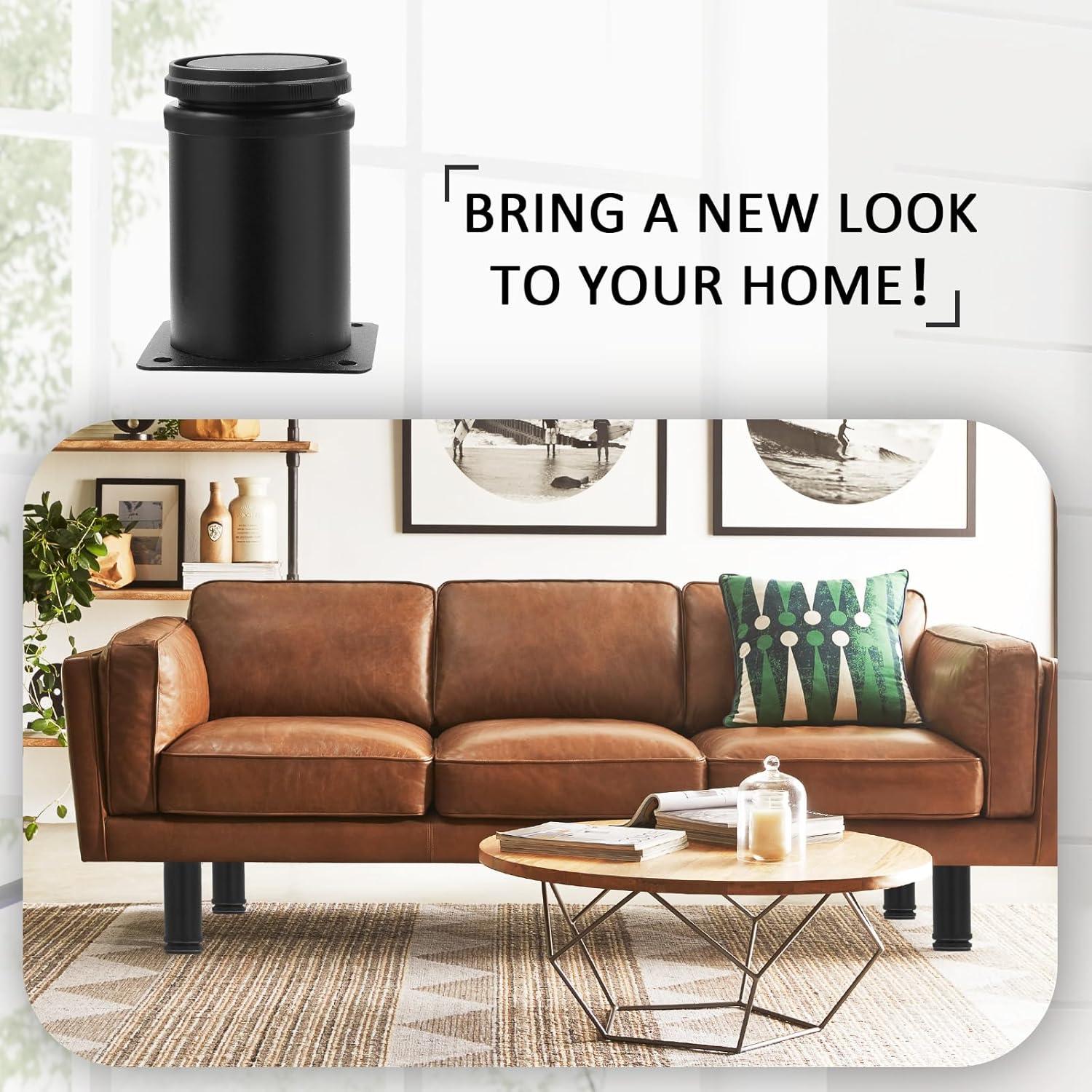 Piernas de Muebles Ajustables Jersvimc 30 cm Acero Inoxidable Negro