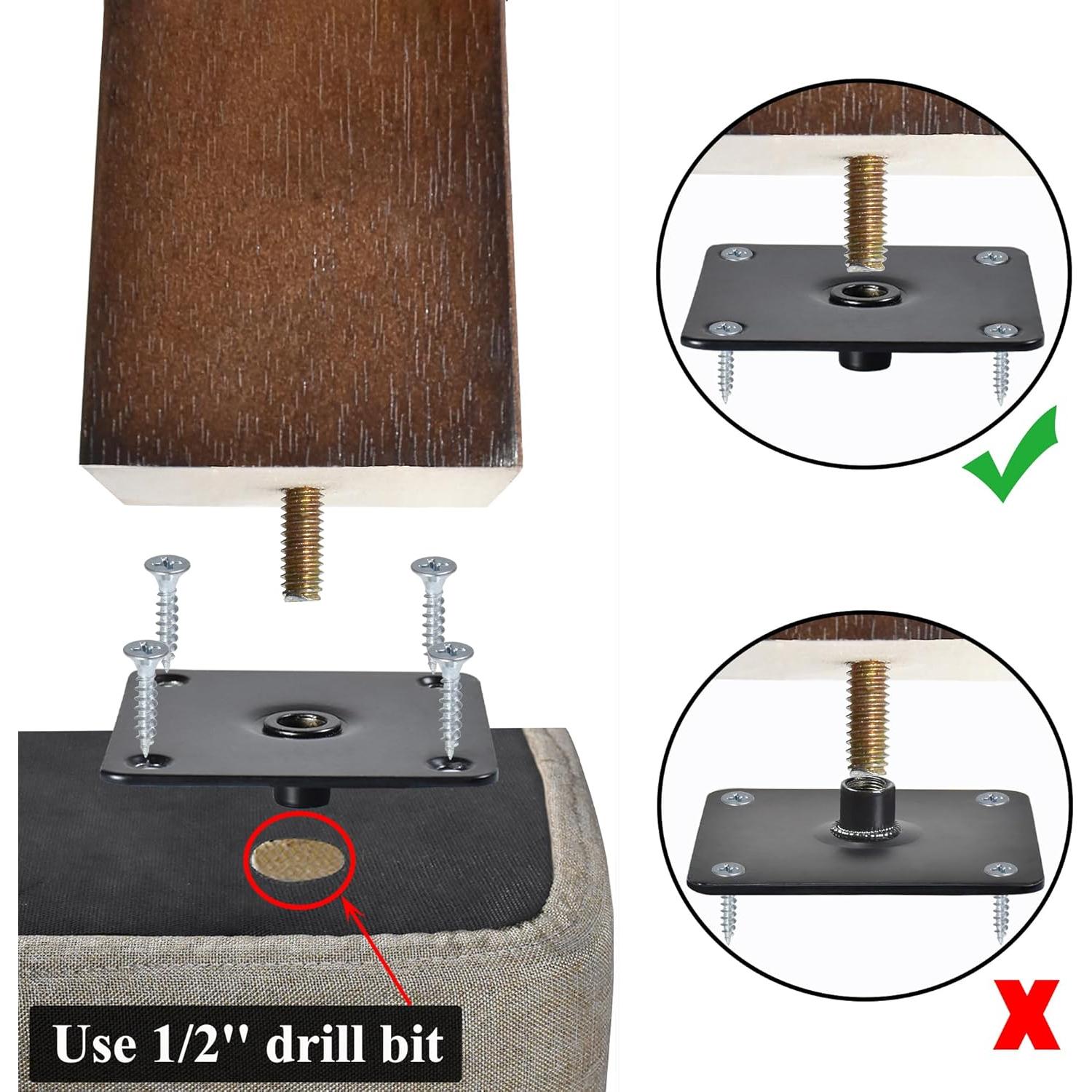 Patas de Muebles AORYVIC 30.48 cm Madera Marrón Paquete de 4