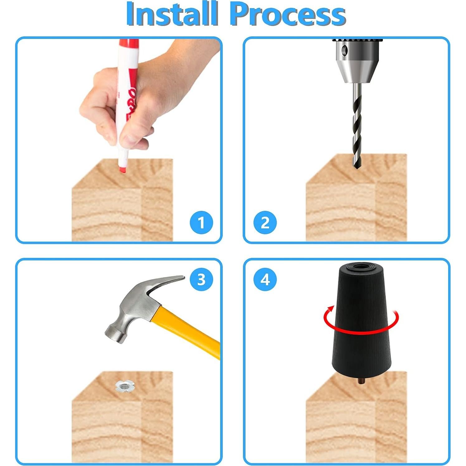 Patas de Sofá Murtenze 4 Pcs 100mm Plástico Redondeadas