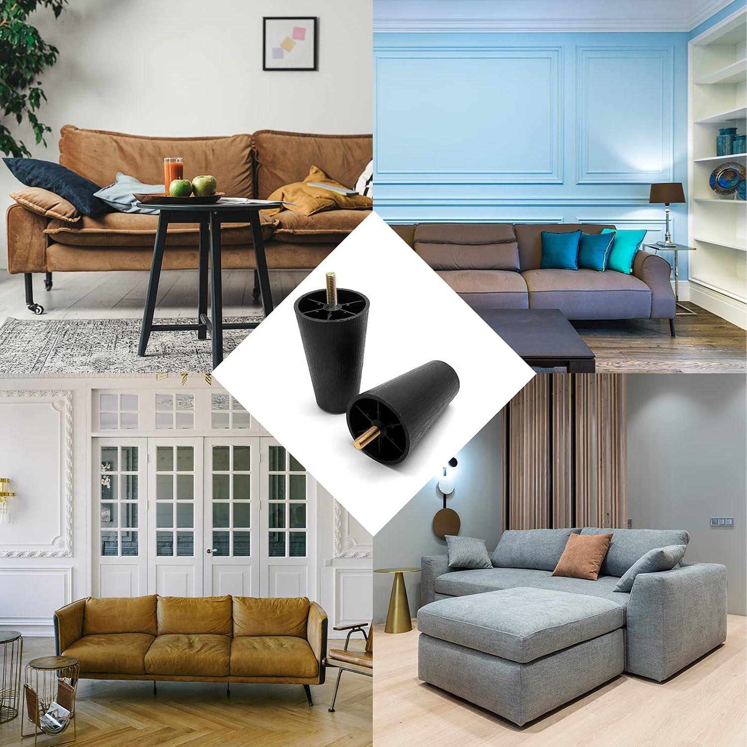 Patas de Sofá Murtenze 4 Pcs 100mm Plástico Redondeadas