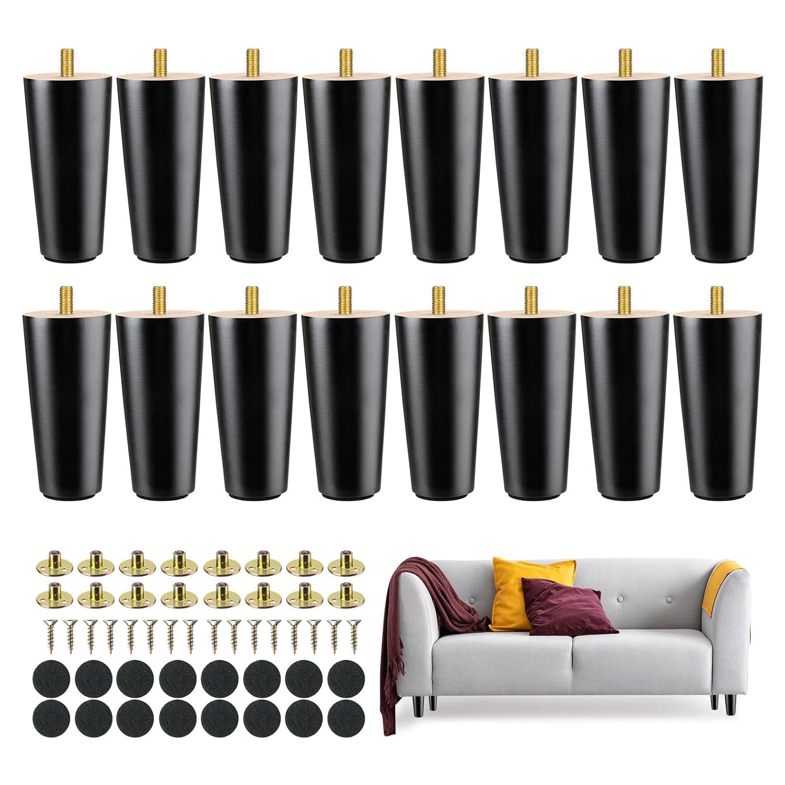 Patas de Muebles Maitys 10 cm Negras - 16 Pcs de Madera