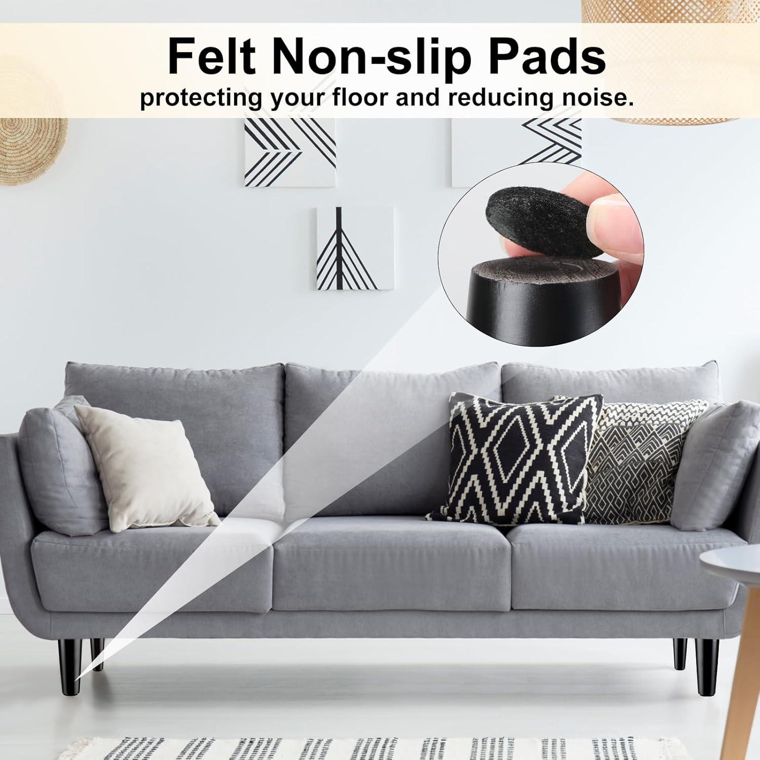 Patas de Muebles Maitys 10 cm Negras - 16 Pcs de Madera