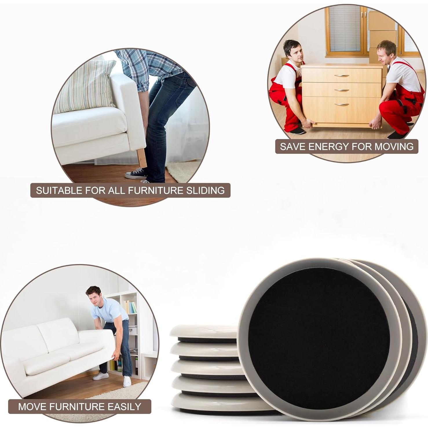 Deslizadores de Muebles Redondos CADONO 8 Pcs 8.89 cm Beige