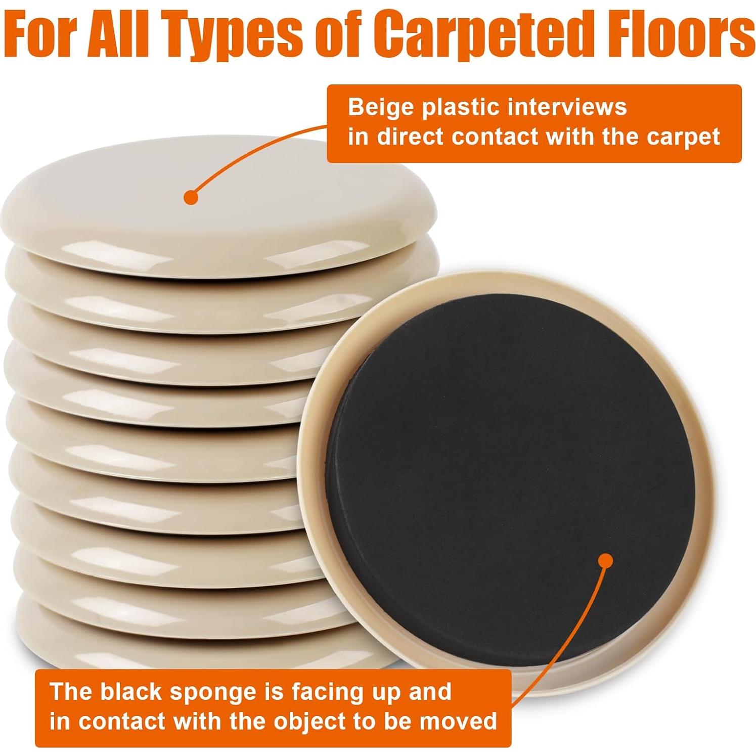 Deslizadores de Muebles Ninsula 10 Piezas 8.89 cm Reutilizables