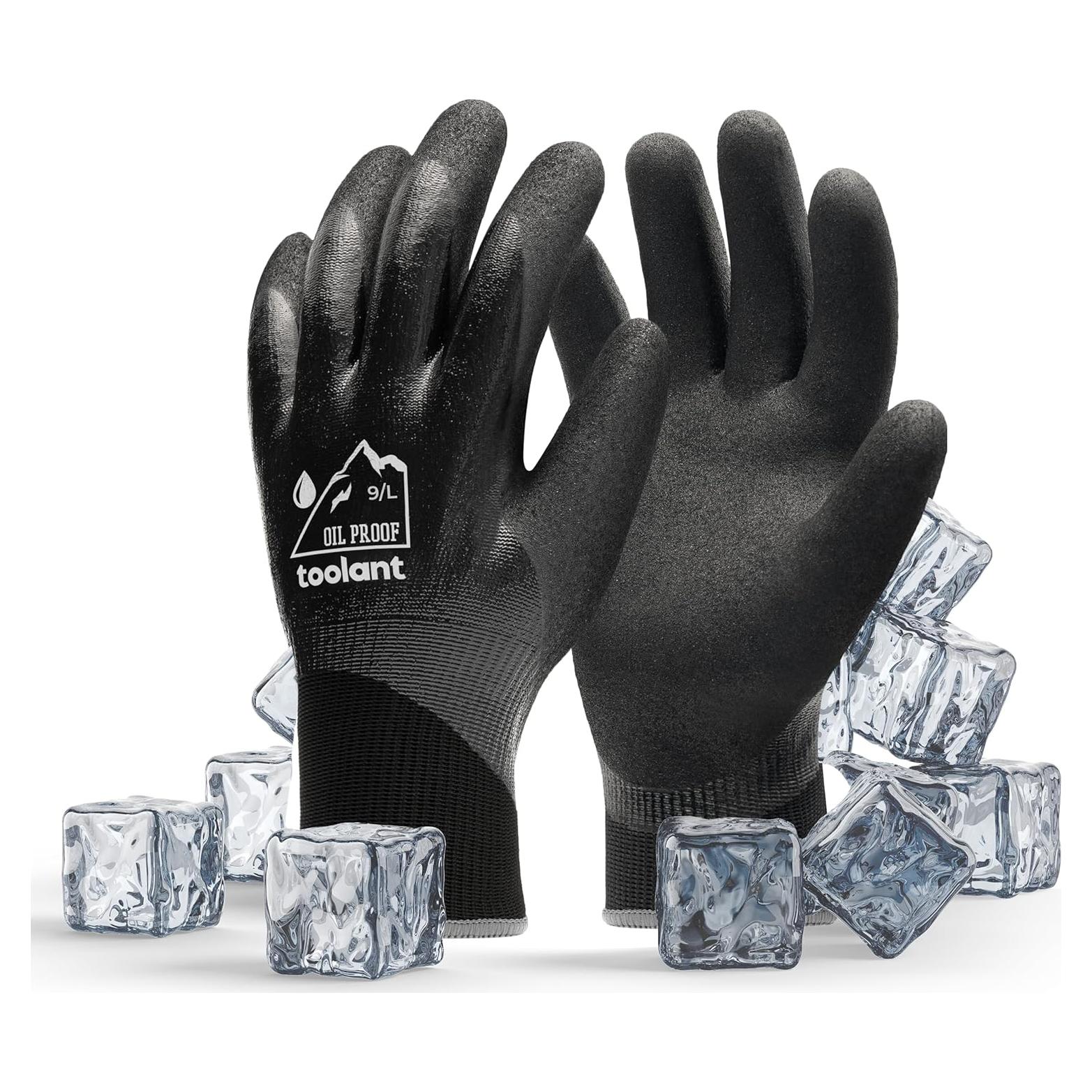 Guantes Impermeables Toolant para Trabajo Invierno Negro Grande