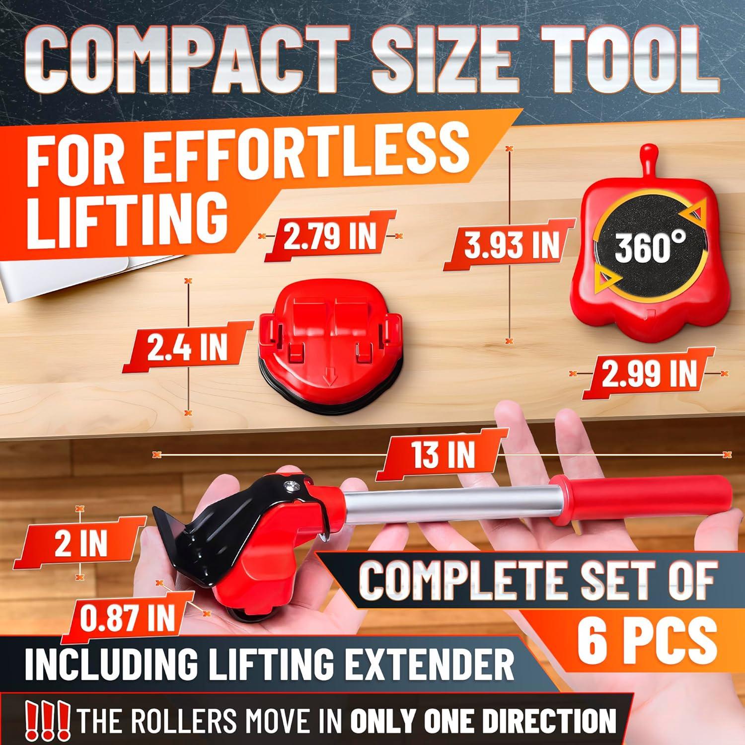 Elevador de Muebles Pesados Lagarto ROJO - Carga 299 Kg