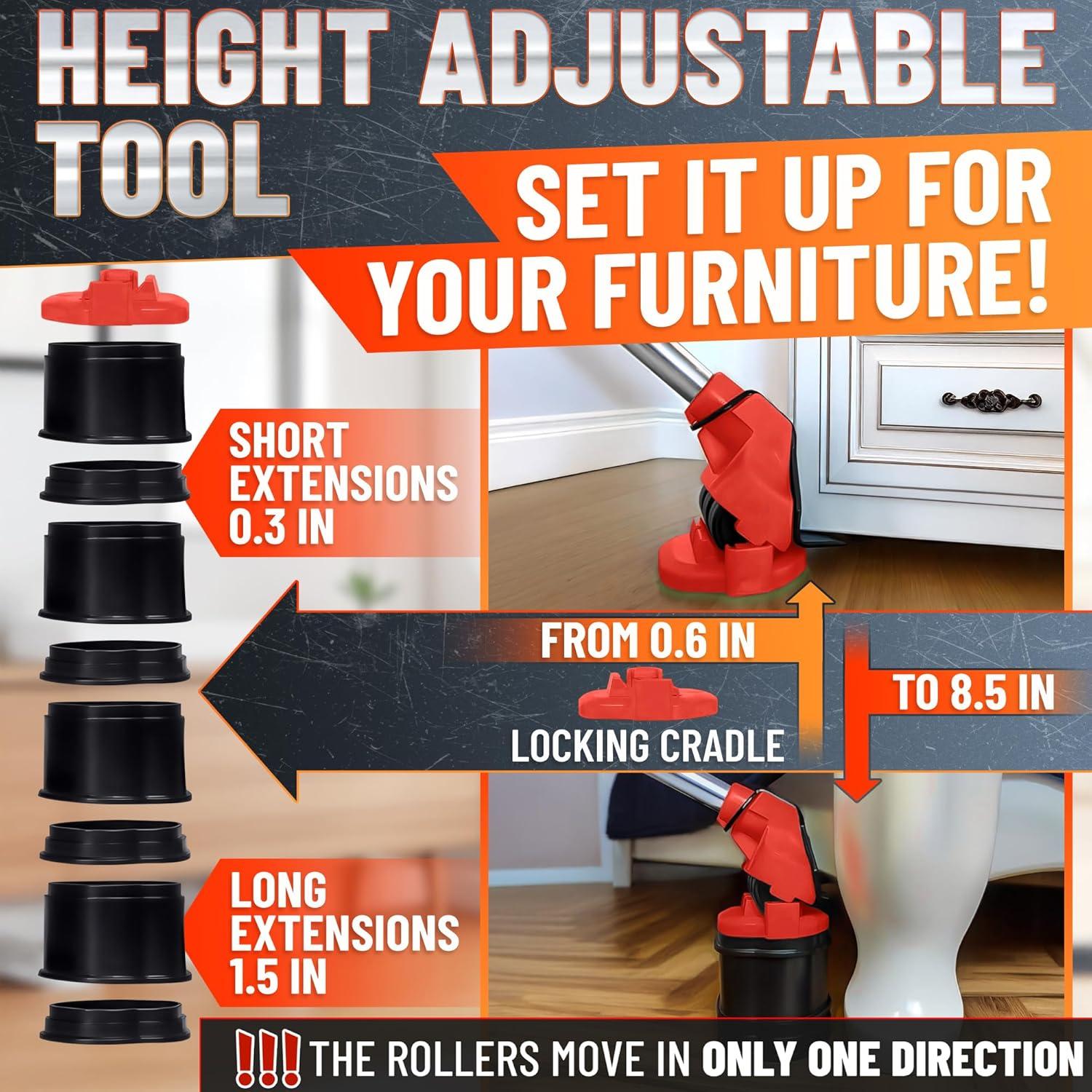 Elevador de Muebles Pesados Lagarto ROJO - Carga 299 Kg