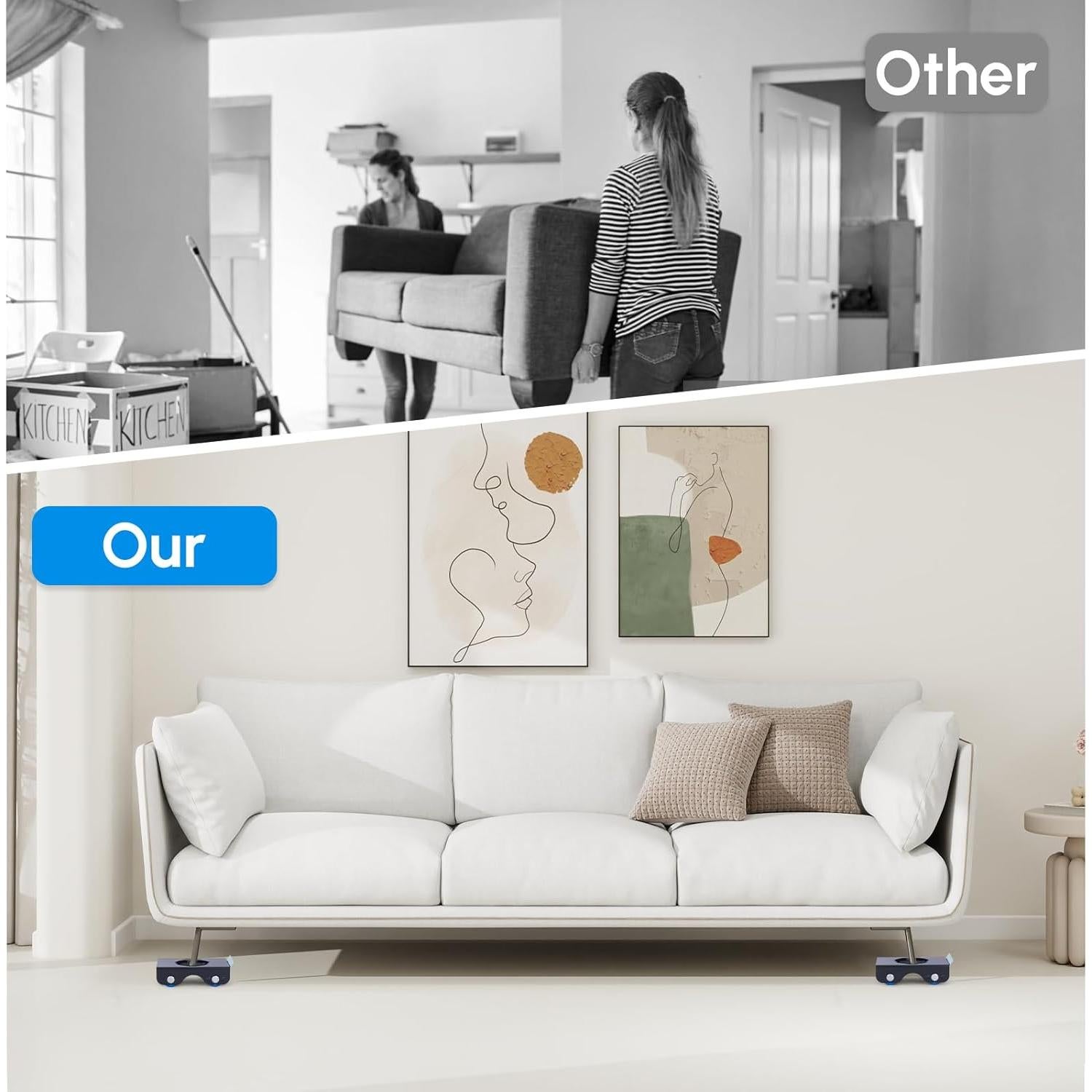 Deslizadores de Muebles DoReFaSol - 4 Carros con Ruedas 317.5kg