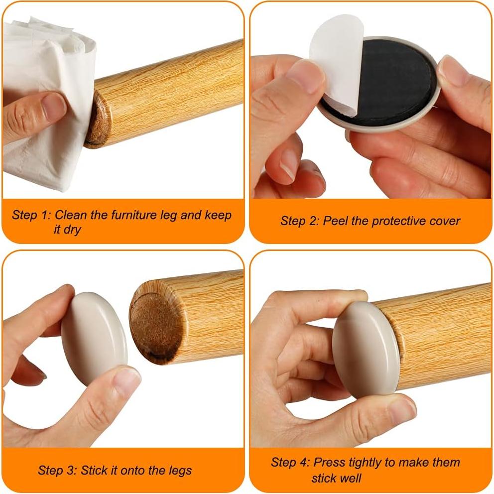 Deslizadores de Muebles Shintop 12 Piezas 5cm Beige Autoadhesivos