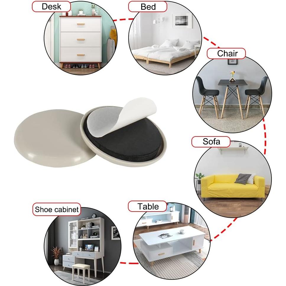 Deslizadores de Muebles Shintop 12 Piezas 5cm Beige Autoadhesivos