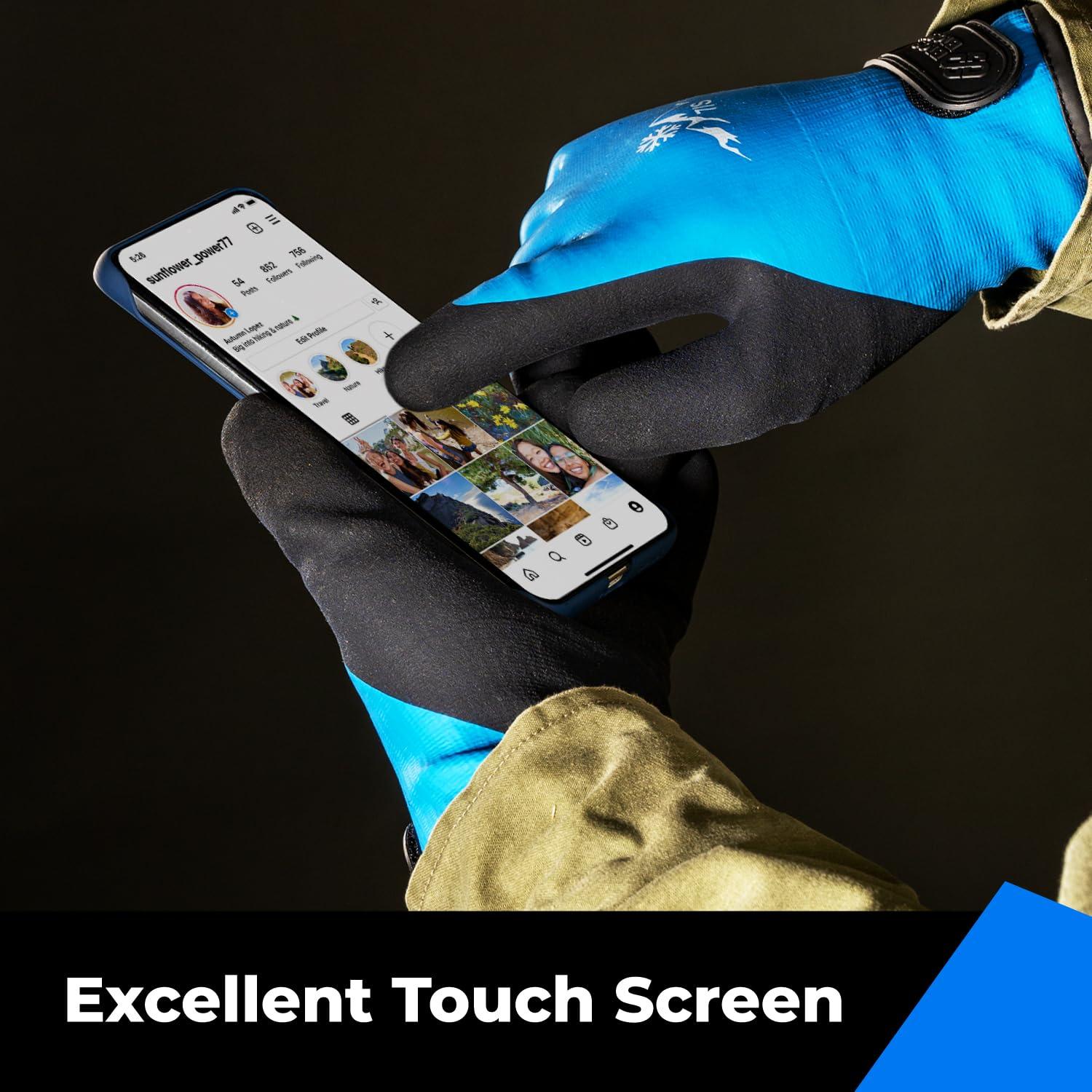 Guantes Impermeables Toolant Táctiles Invierno Azul Mediano